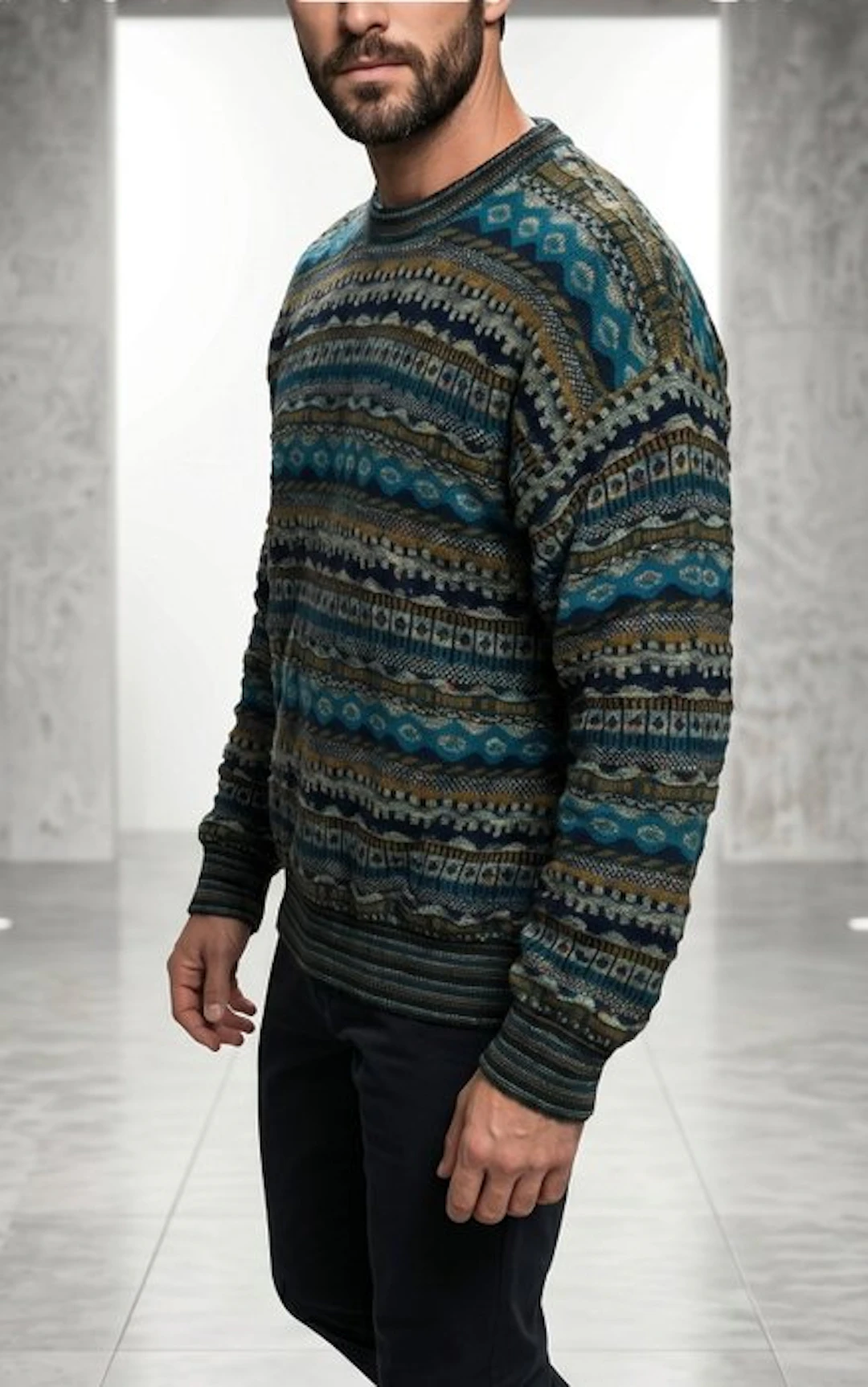 MISSONI Multicolor exclusive sweater Monogram 100% Wool Collection Tg