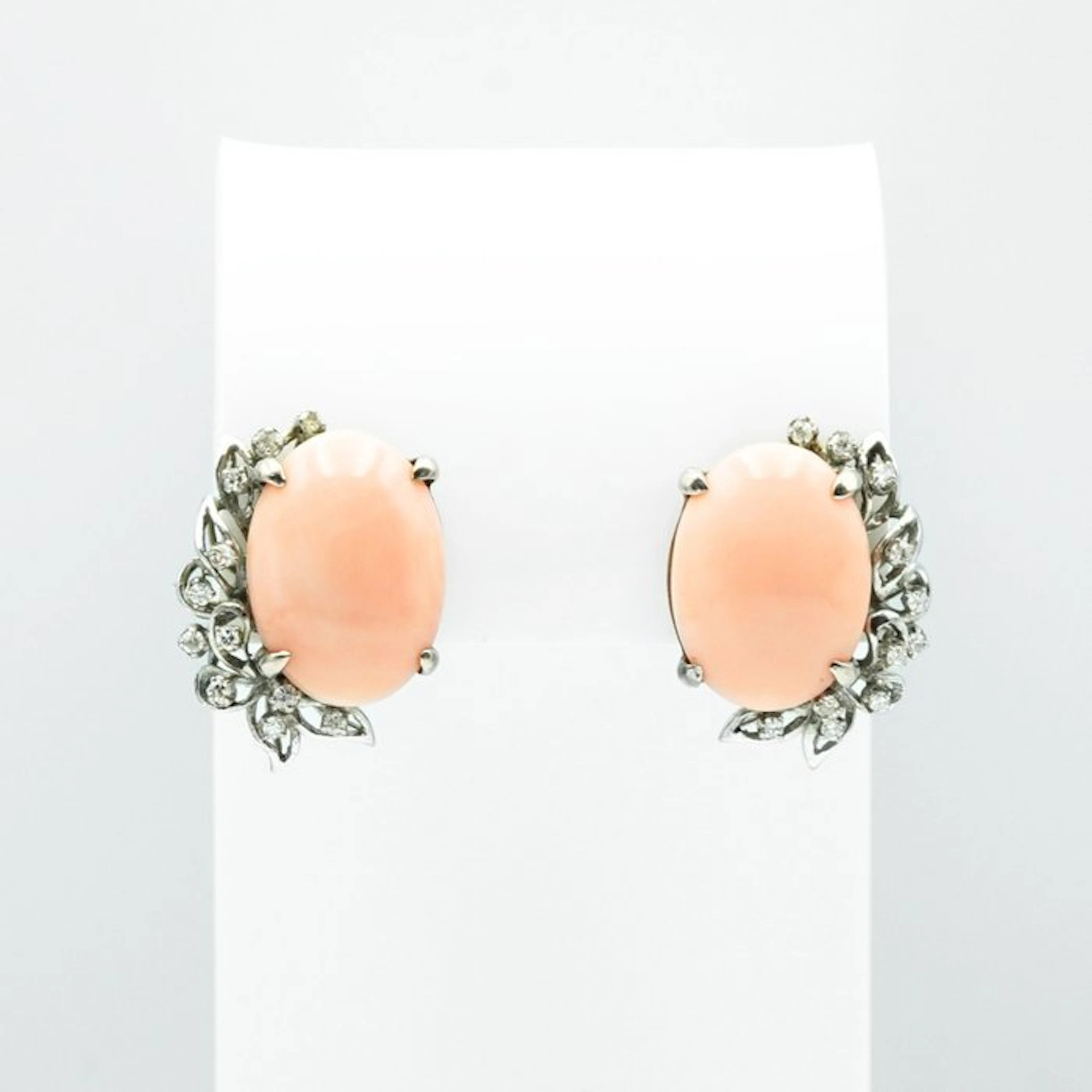 Earrings - 18 kt. White gold, Silver, Metal Coral - Diamond
