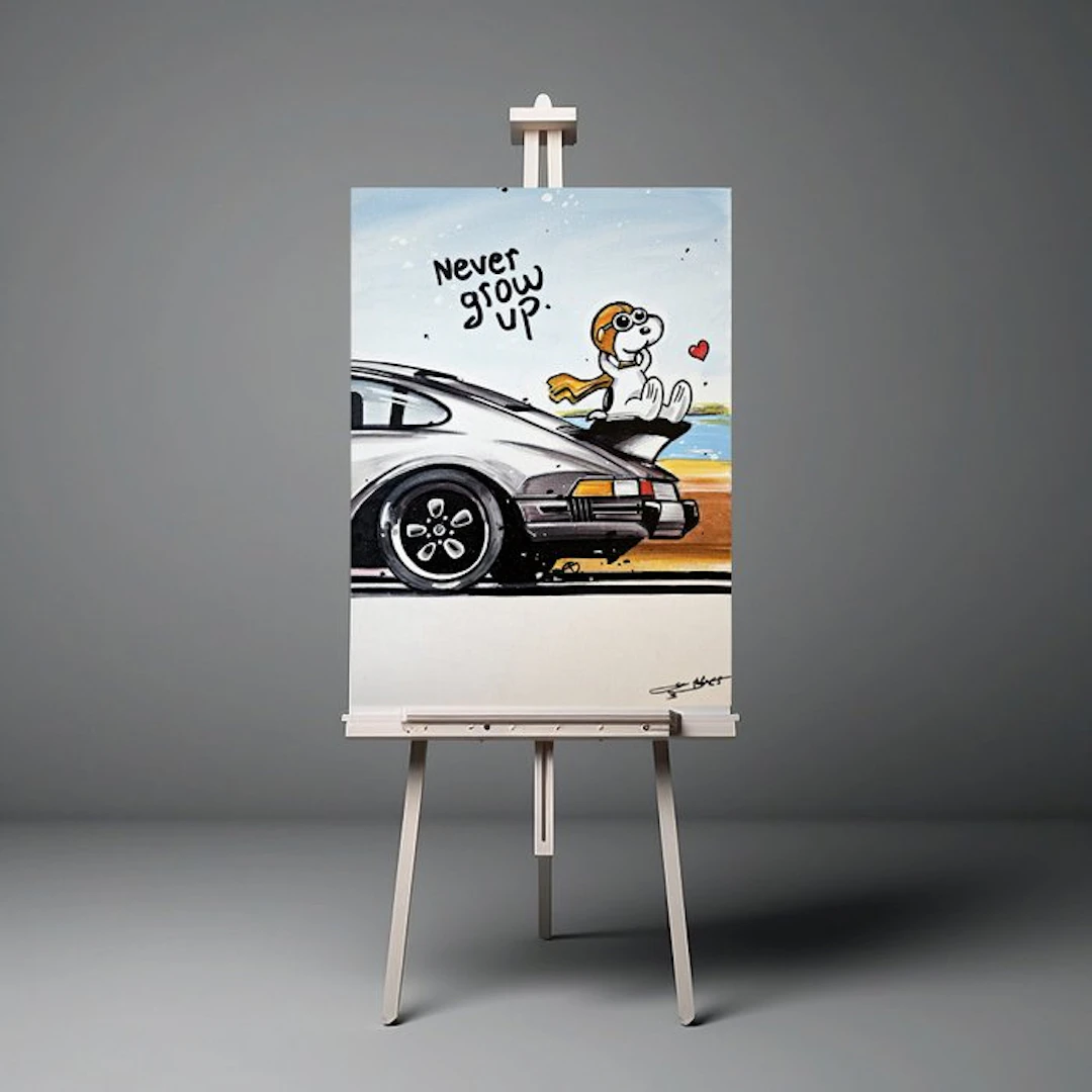 Original Painting - Porsche - Porsche 911 - Snoopy Pop Art - Baes Gerald - 2016