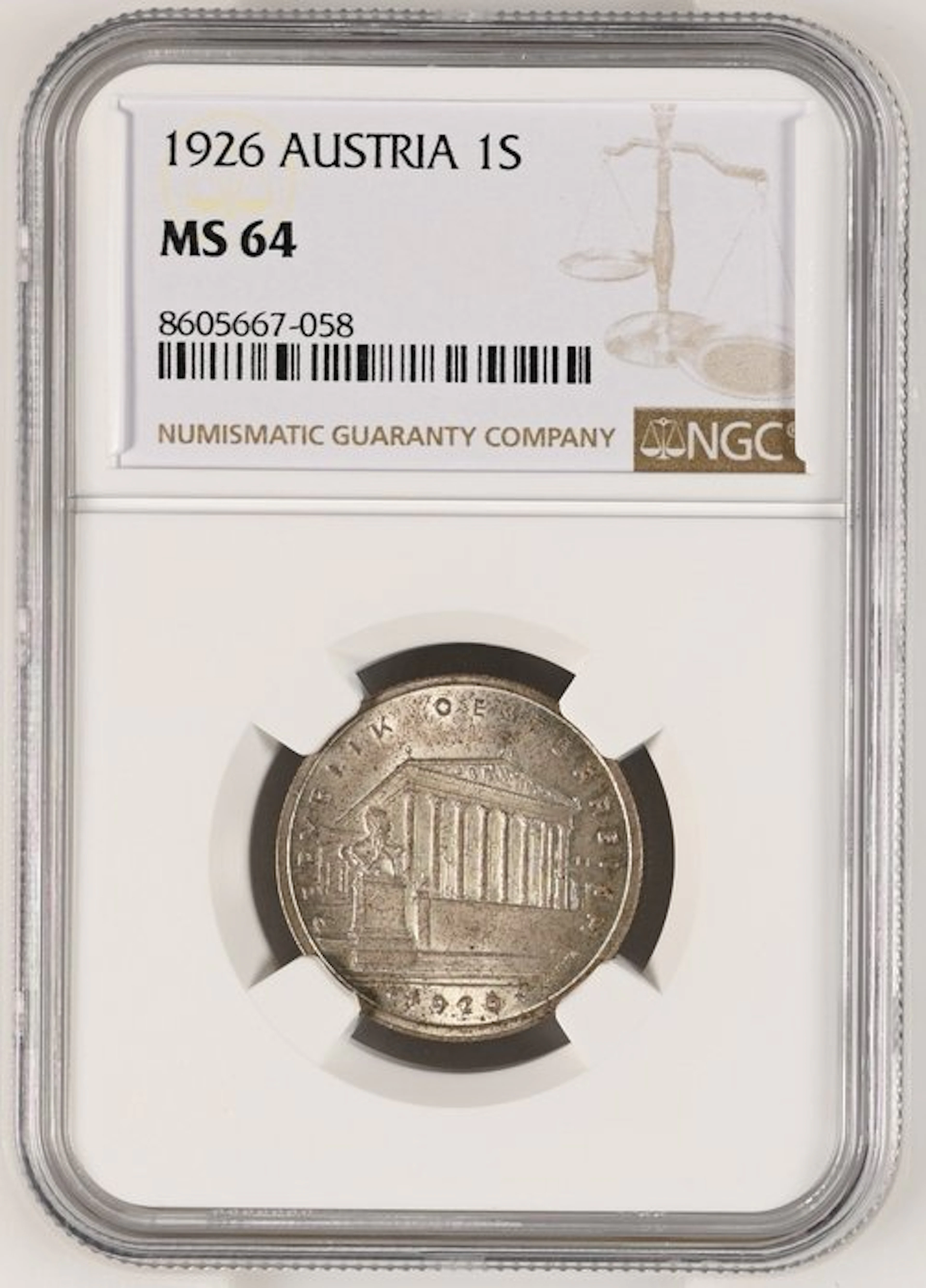 Austria. Schilling 1926 - NGC MS64