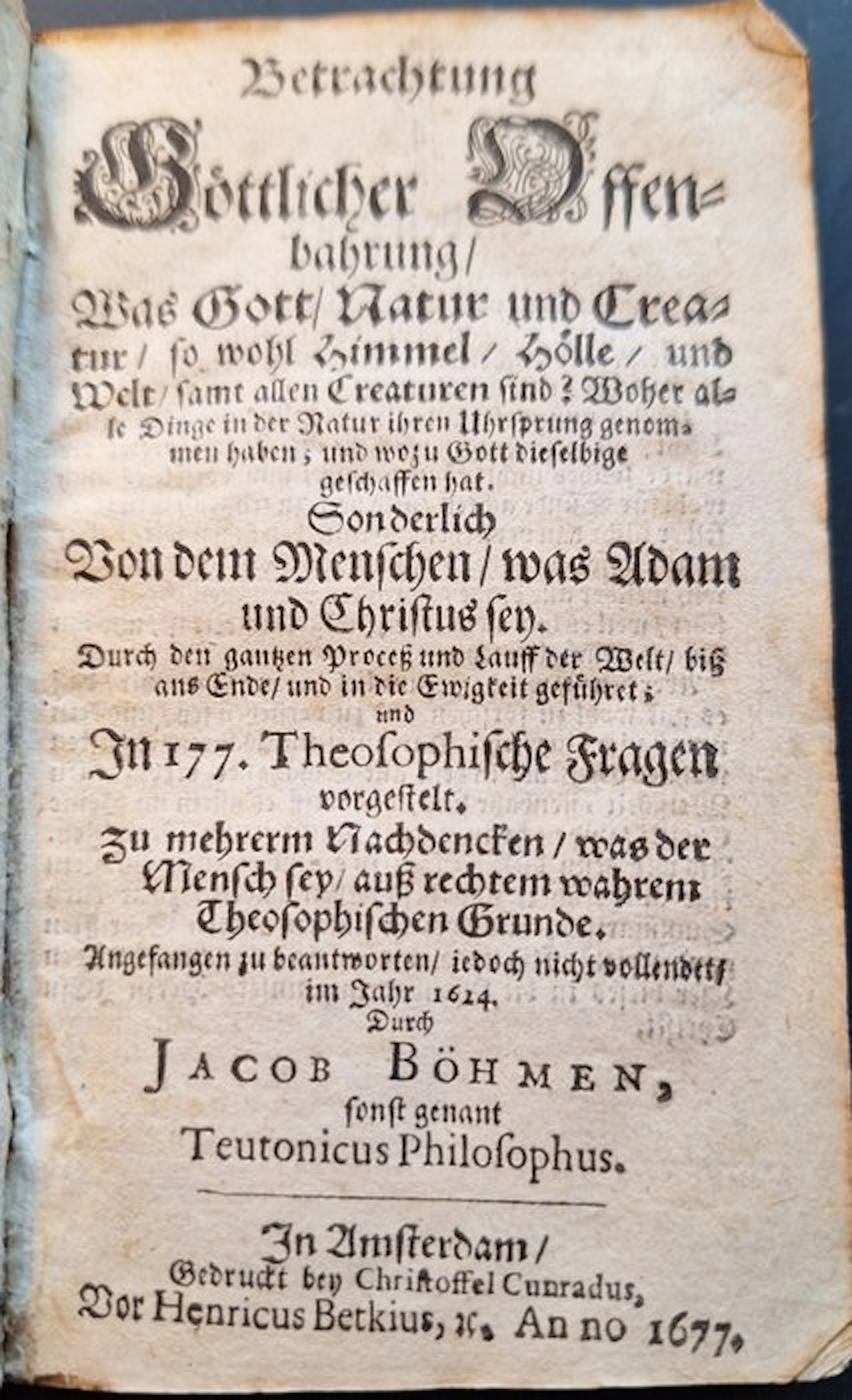 Jacob Böhme - Betrachtung Göttlicher Offenbahrung - 1677