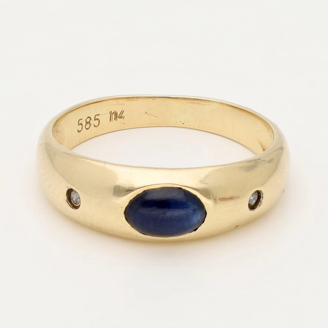 Ring - 14 kt. Yellow gold Sapphire - Diamond