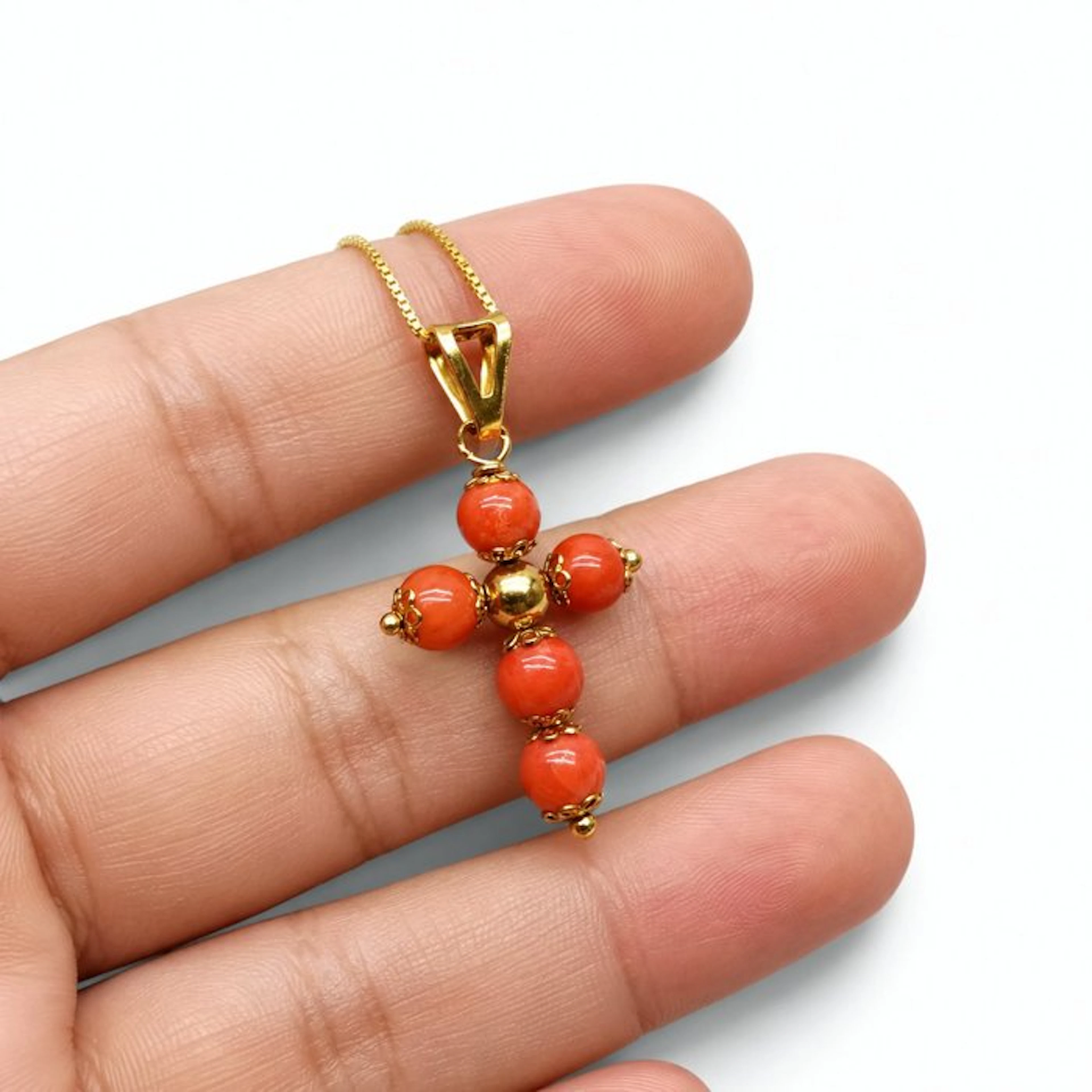 Coral - Silver - Necklace with pendant - handmade