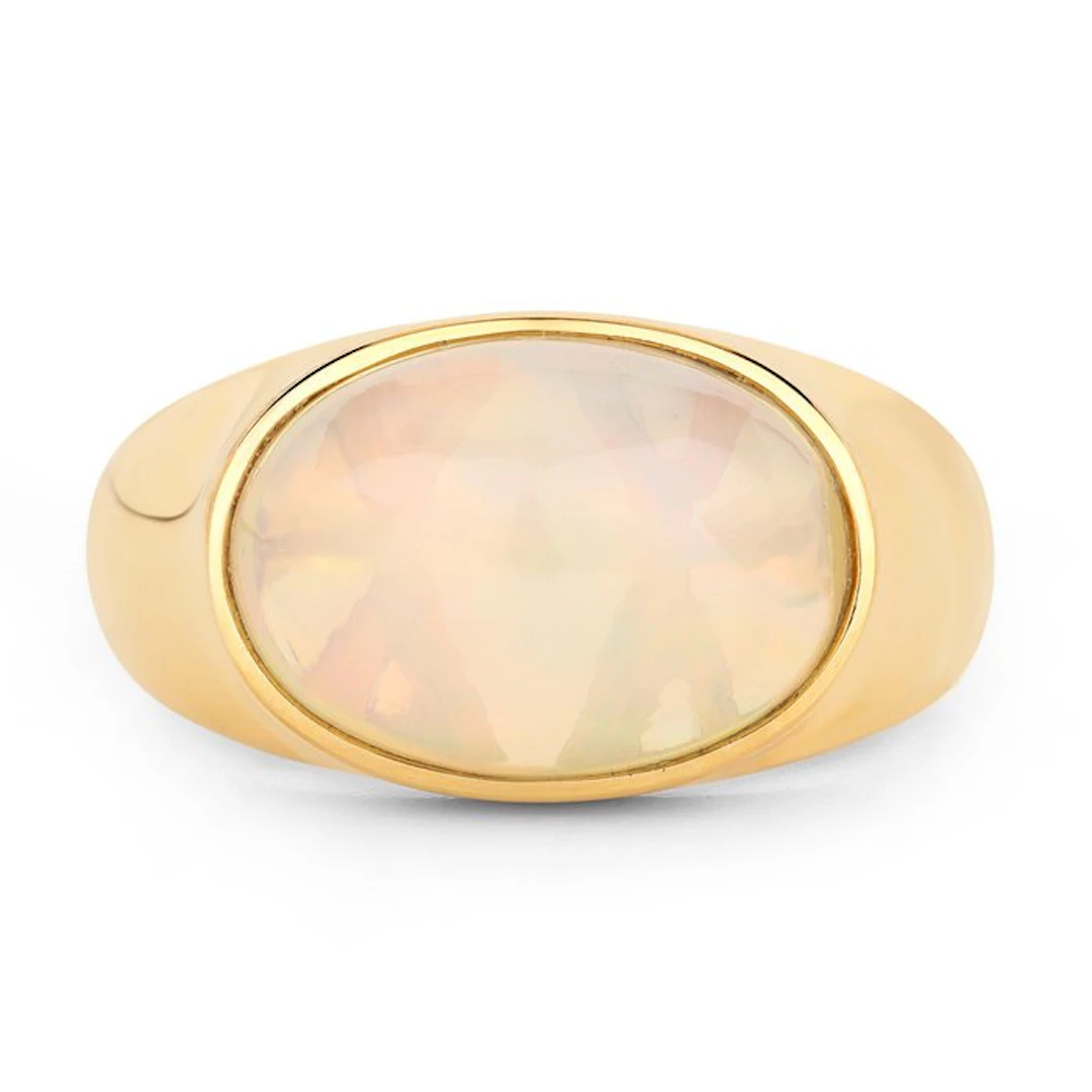 Ring - 14 kt. Yellow gold - 4.50ct. tw. Opal - Certified Gold Jewelry