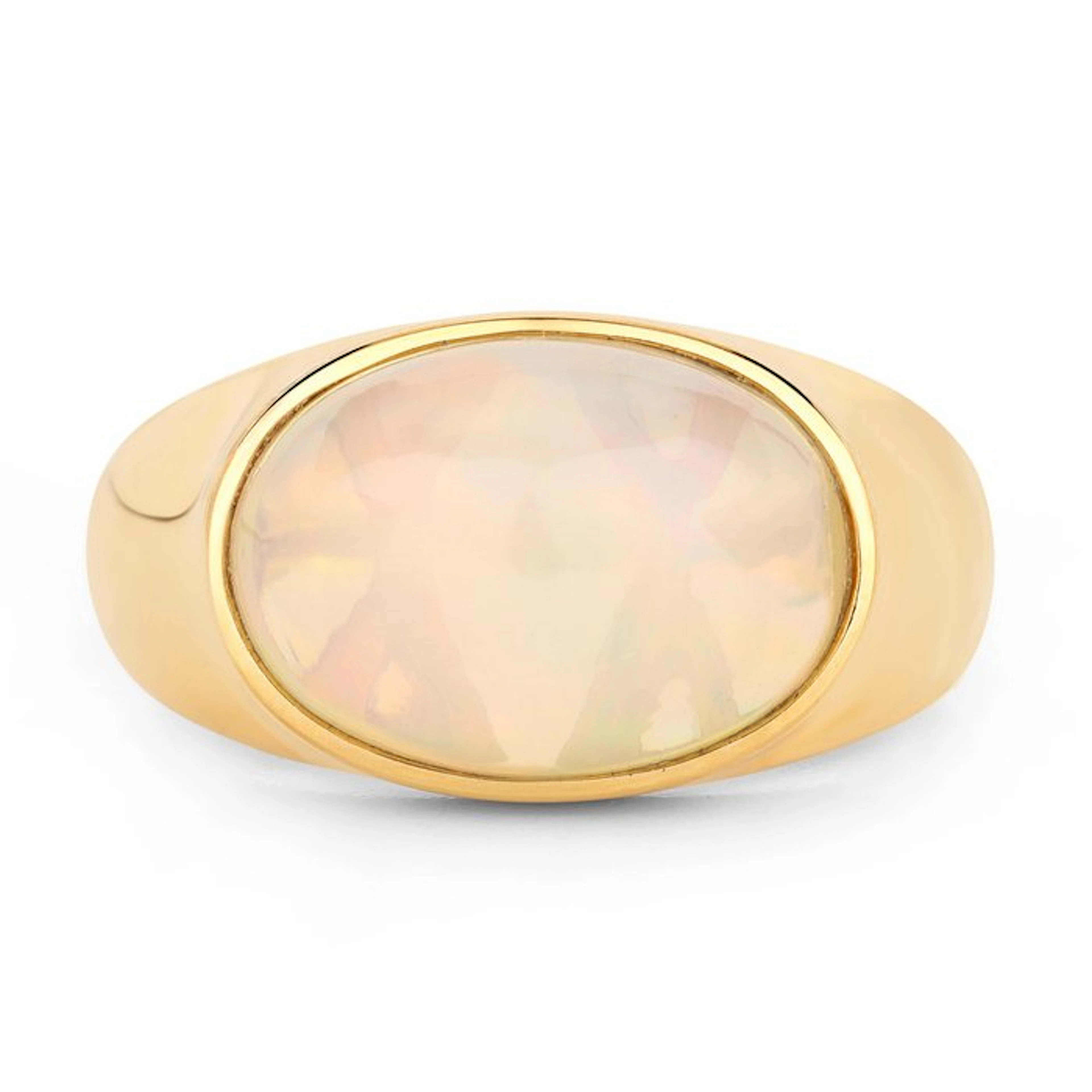 Ring - 14 kt. Yellow gold - 4.50ct. tw. Opal - Certified Gold Jewelry