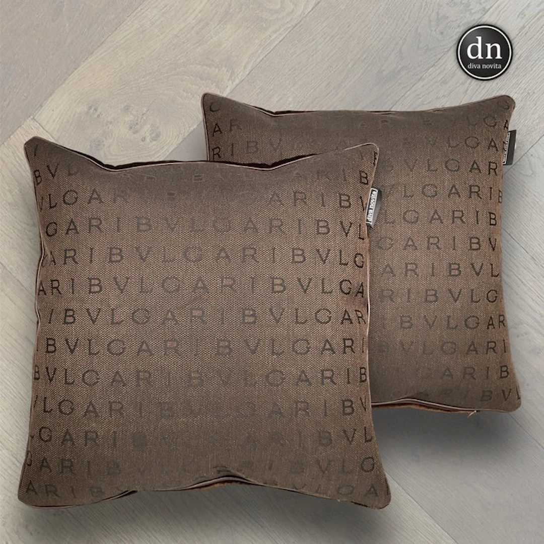 Blvgari - Set of 2 new pillows made of dark brown Blvgari canvas - Cushion