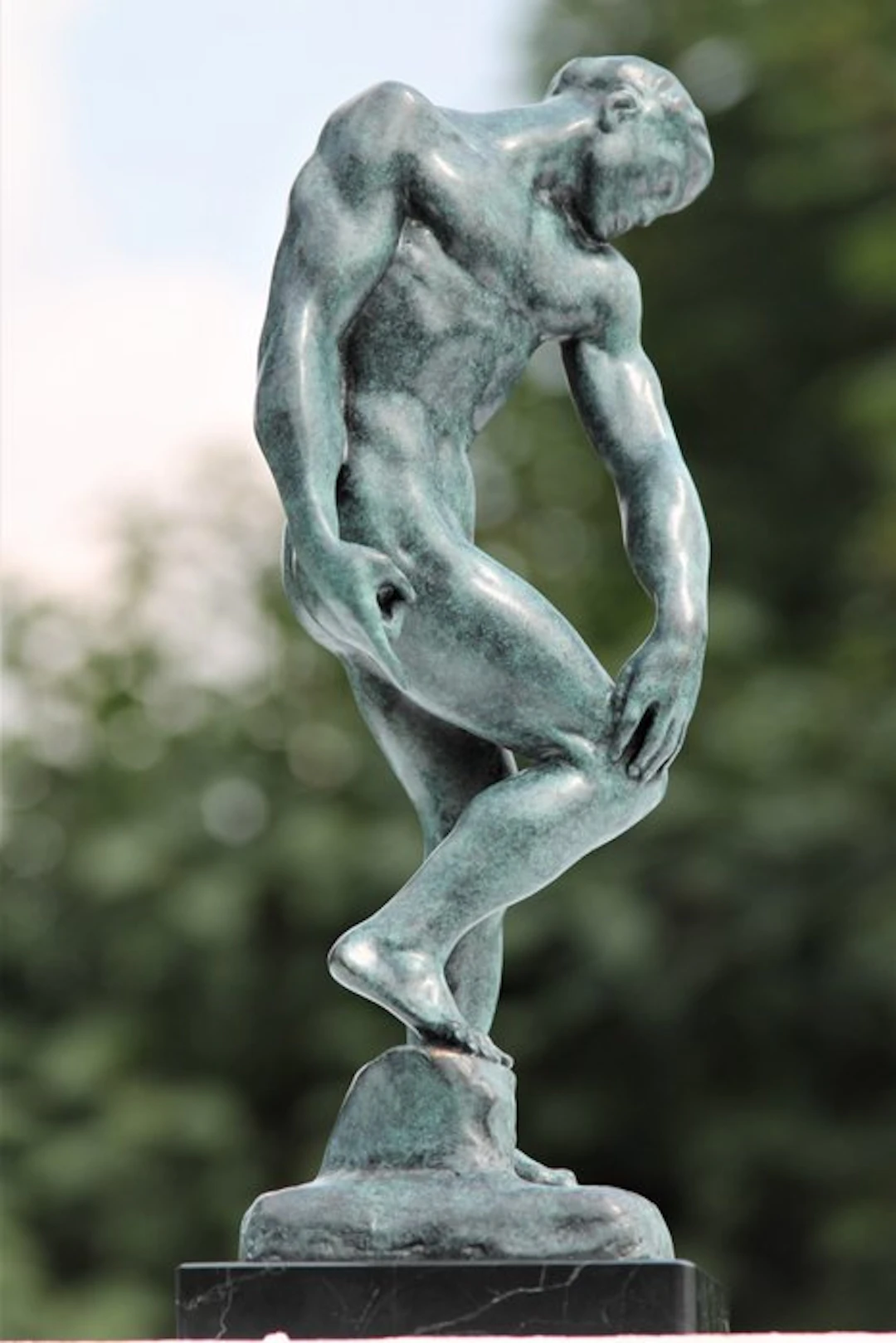 Sculpture, bronzen adam antiek groen gepatineerd - 30 cm - bronze marble