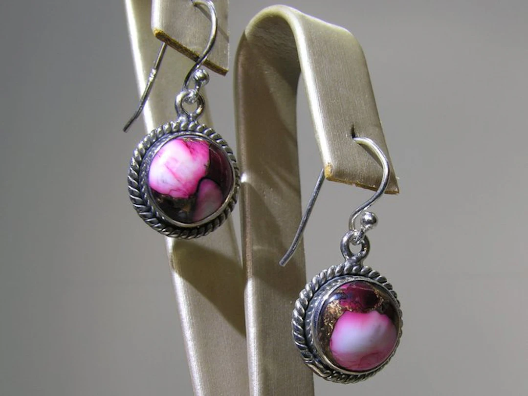 Turquoise Earrings - Height: 25 mm - Width: 13.7 mm- 4.49 g - (2)