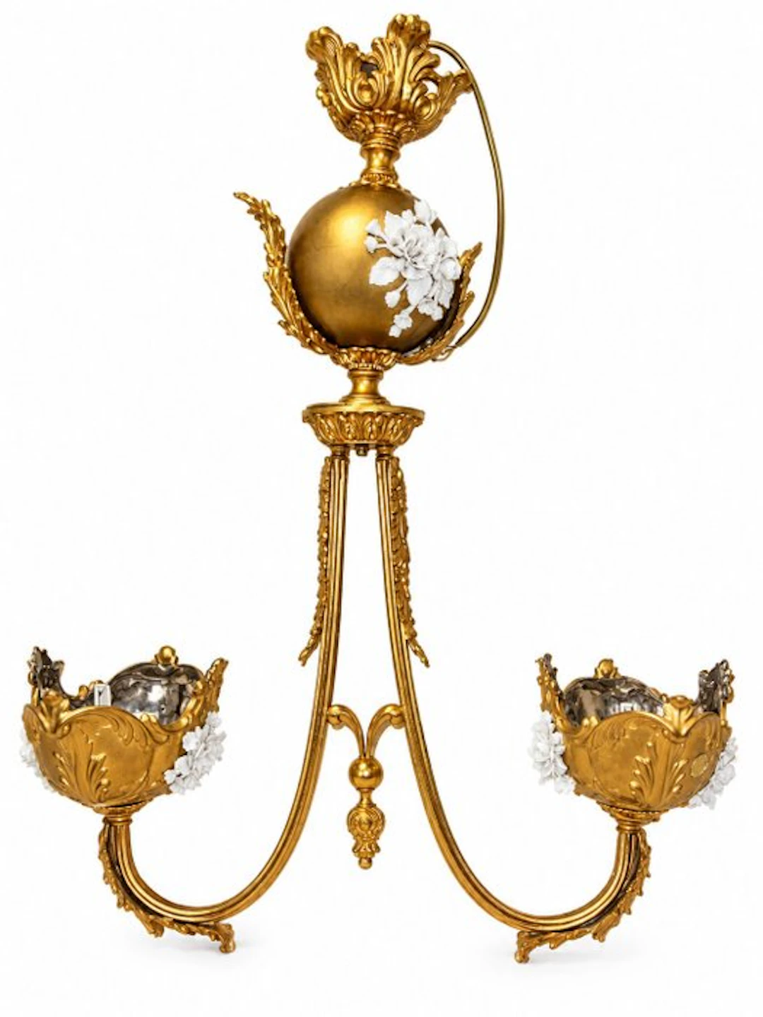Chandelier - Brass, Porcelain - Brass chandeliers, 1980.