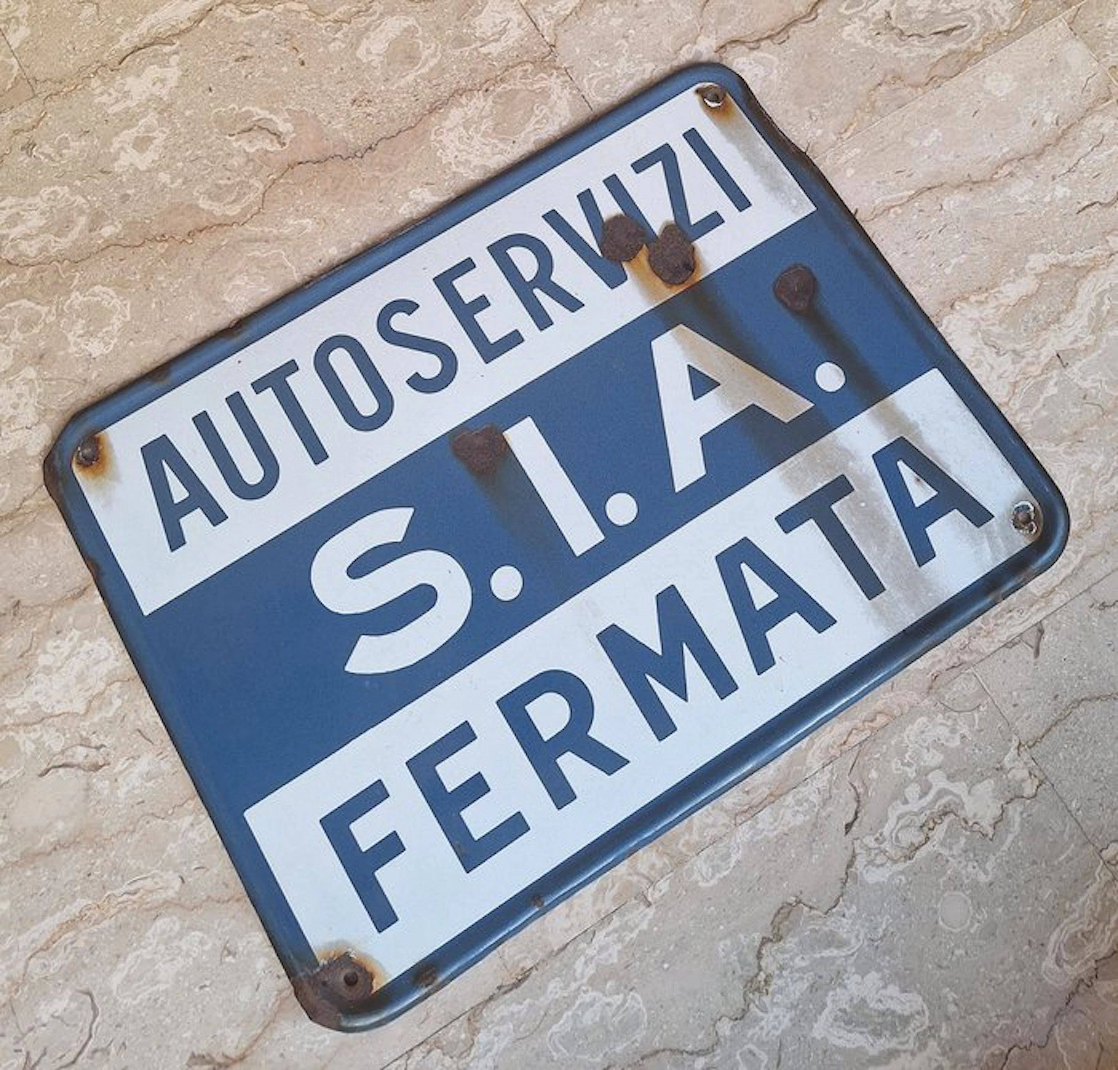 S.I.A. Auto Services Stop - Enamel sign - Enamel, Metal