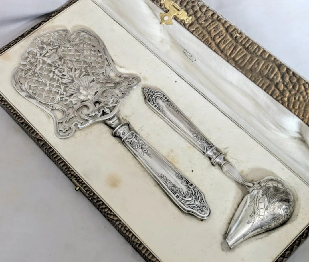 Asparagus server (2) - .950 silver - 1910-1920 - No reserve price