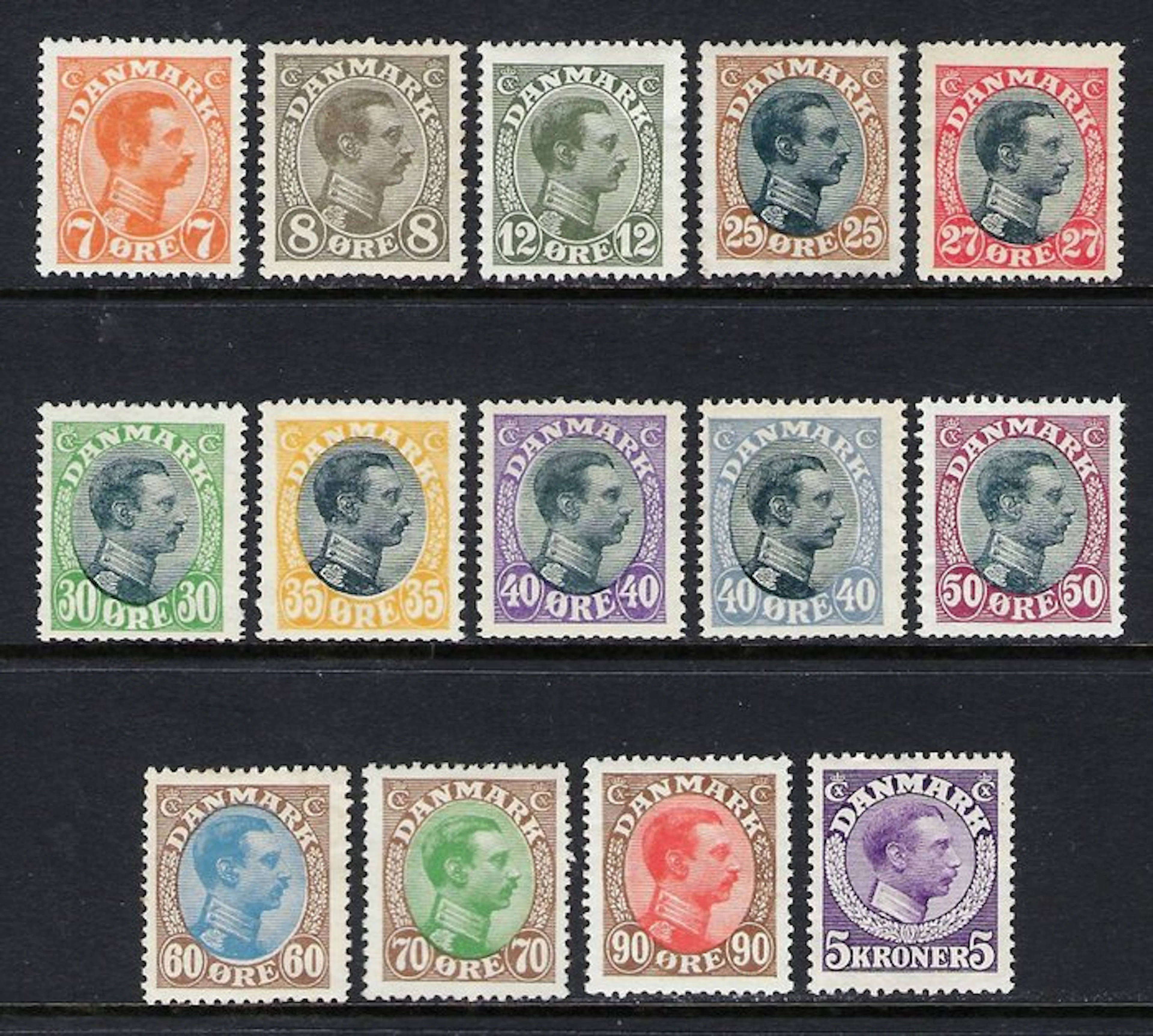 Denmark 1919/20 - Christian X stamps set - N. 105/116
