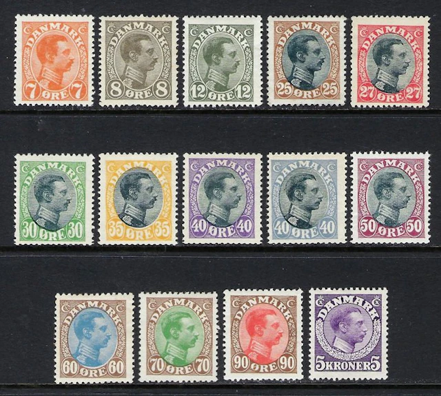 Denmark 1919/20 - Christian X stamps set - N. 105/116