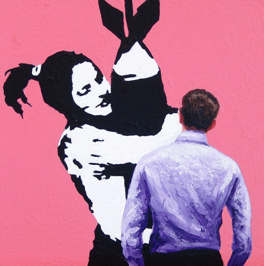 Gerard Boersma (1976) - Bomb Hugger (painting of a man...