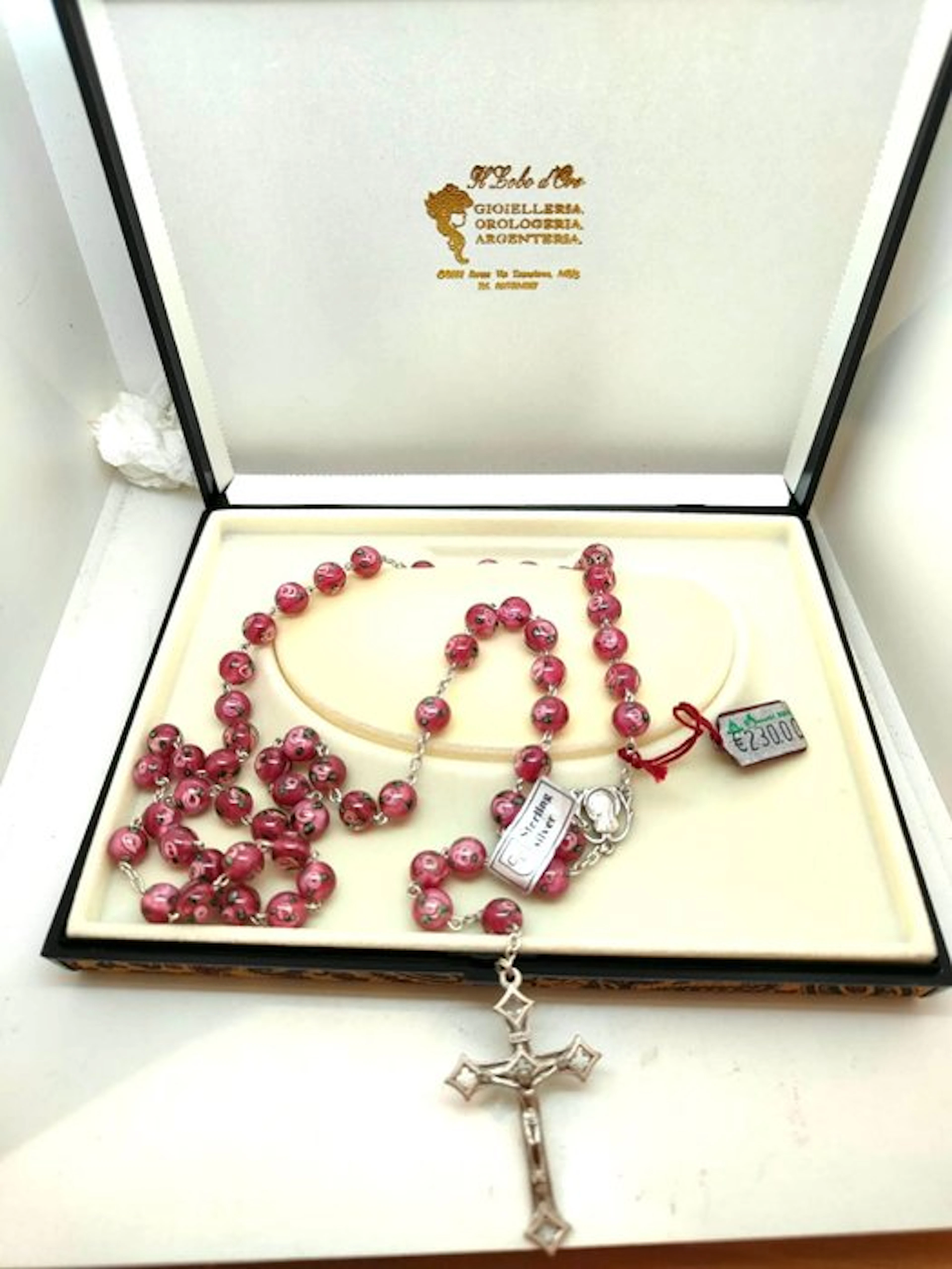 Rosary - Rare rosary in 925 silver and Murano glass beads