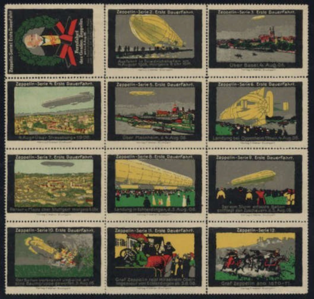 German Empire - Complete set of Zeppelin vignettes for...