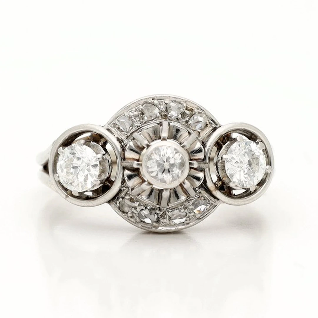Ring - 18 kt. White gold Diamond (Natural) - Diamond