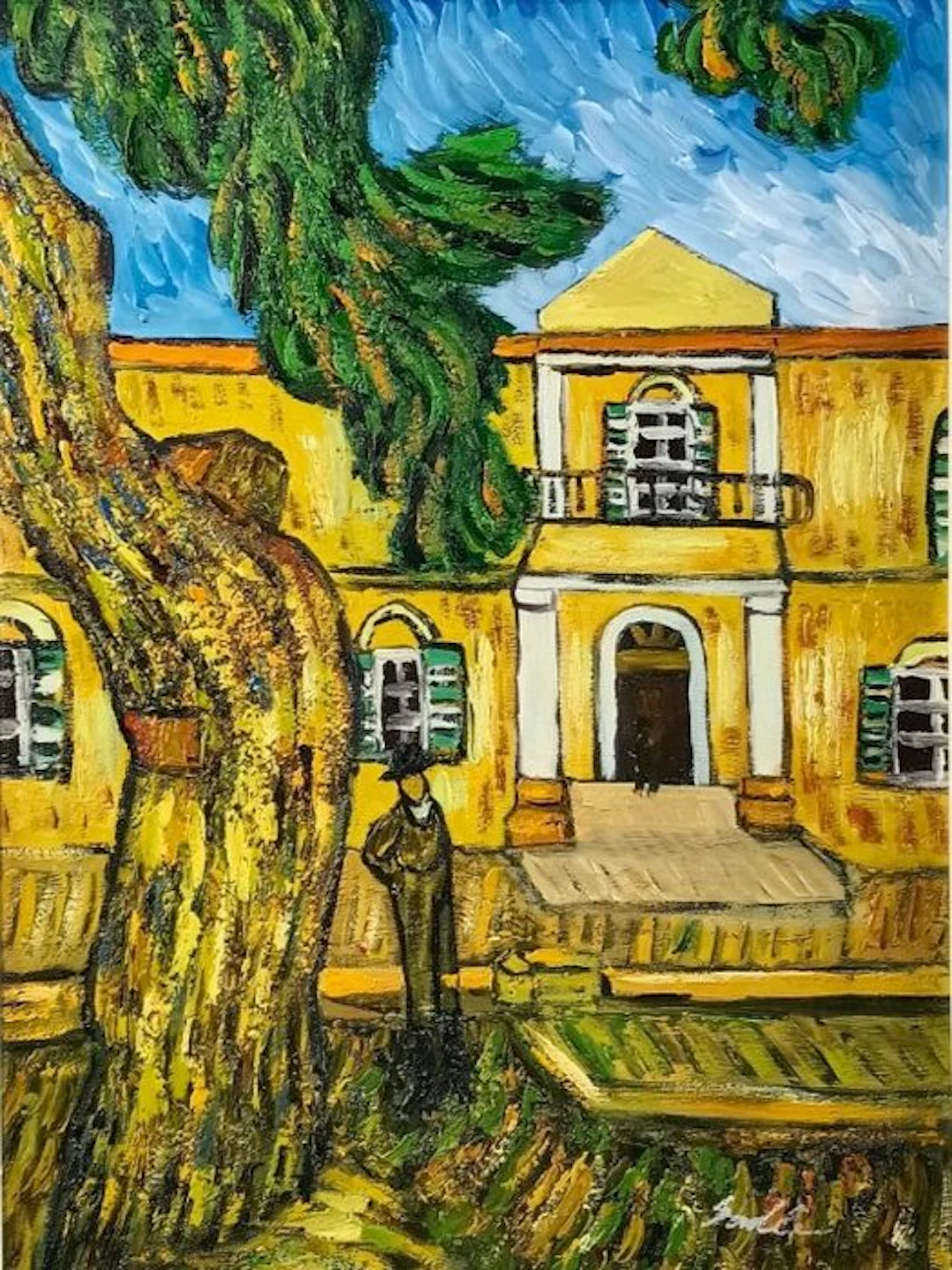 Copia di Vincent Van Gogh - Pini con figura nel giardino...
