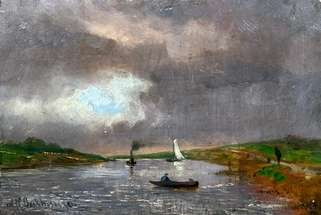 A.H Bakhuizen 1826-1878 - Zicht op water