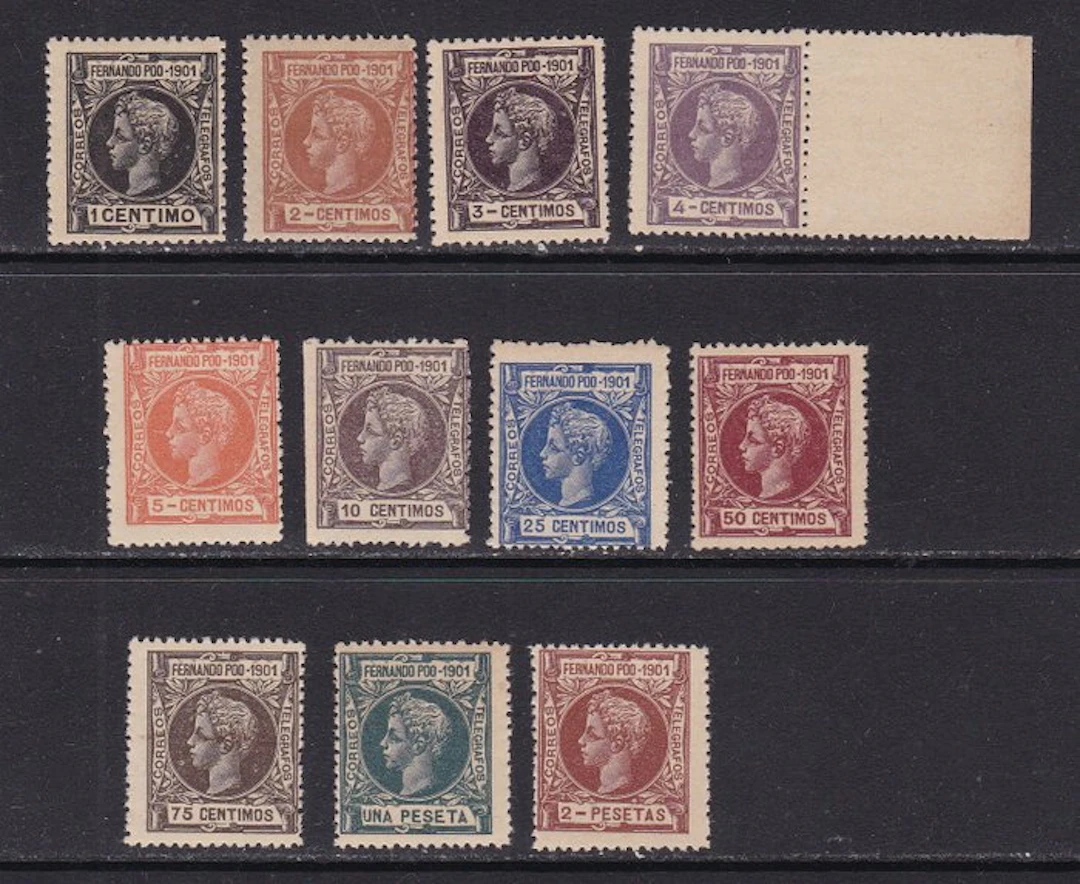 Fernando Poo 1901 - Alfonso XIII - Incomplete Series...