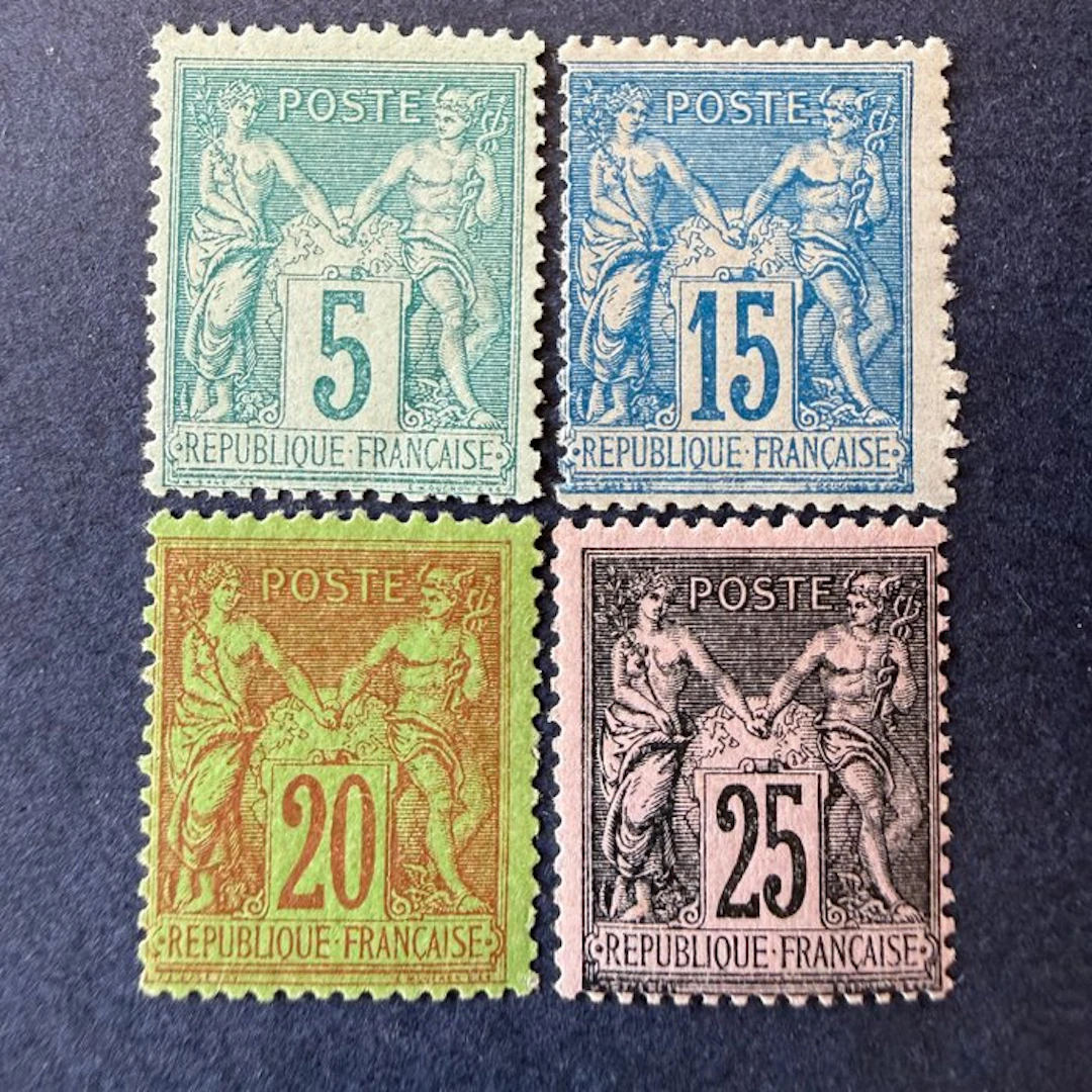 France - Yvert 75, 90, 96 and 97 "Sages" in mint condition ** without