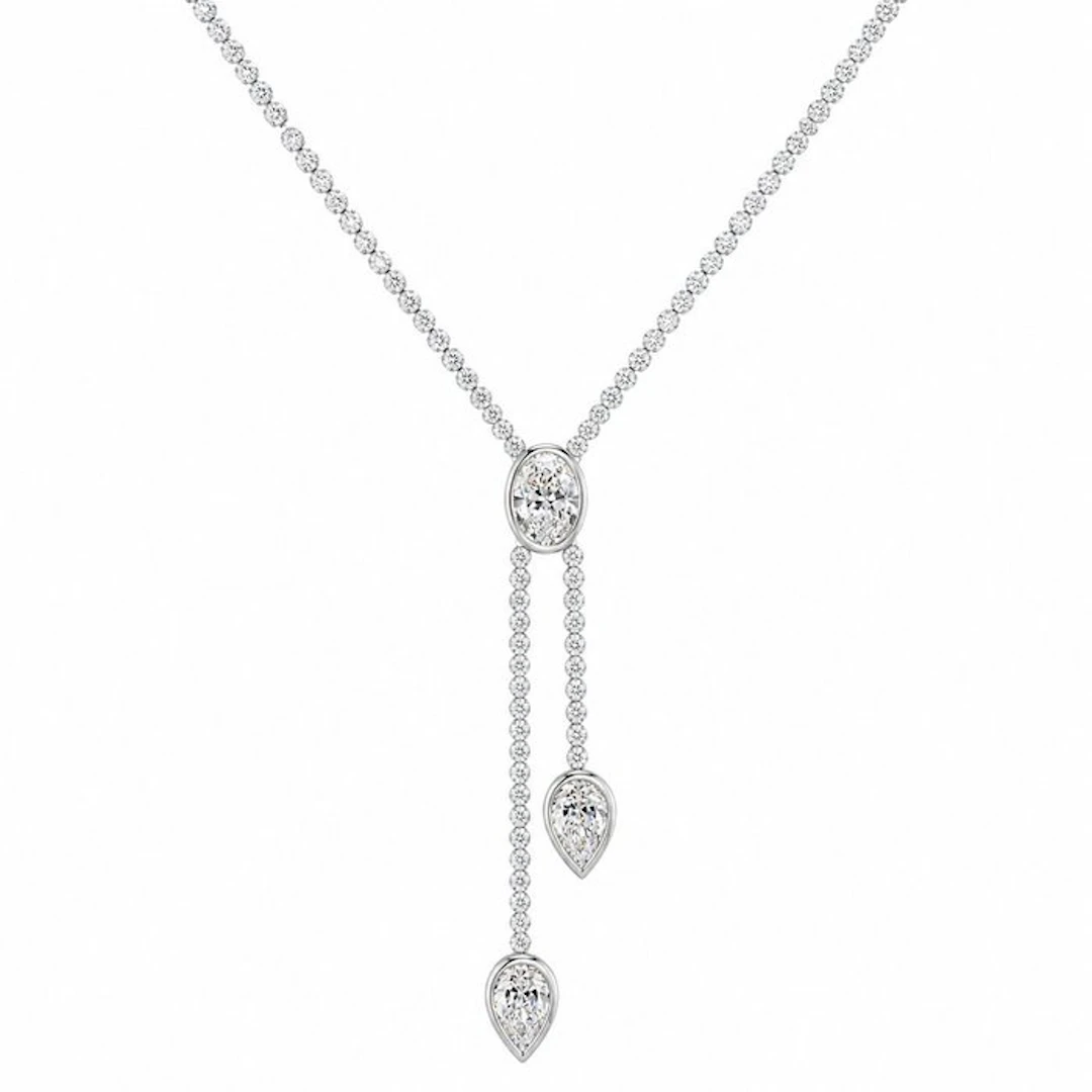 Necklace - 14 kt. White gold - 12.01ct. tw. Diamond (Lab-grown) - Diamond