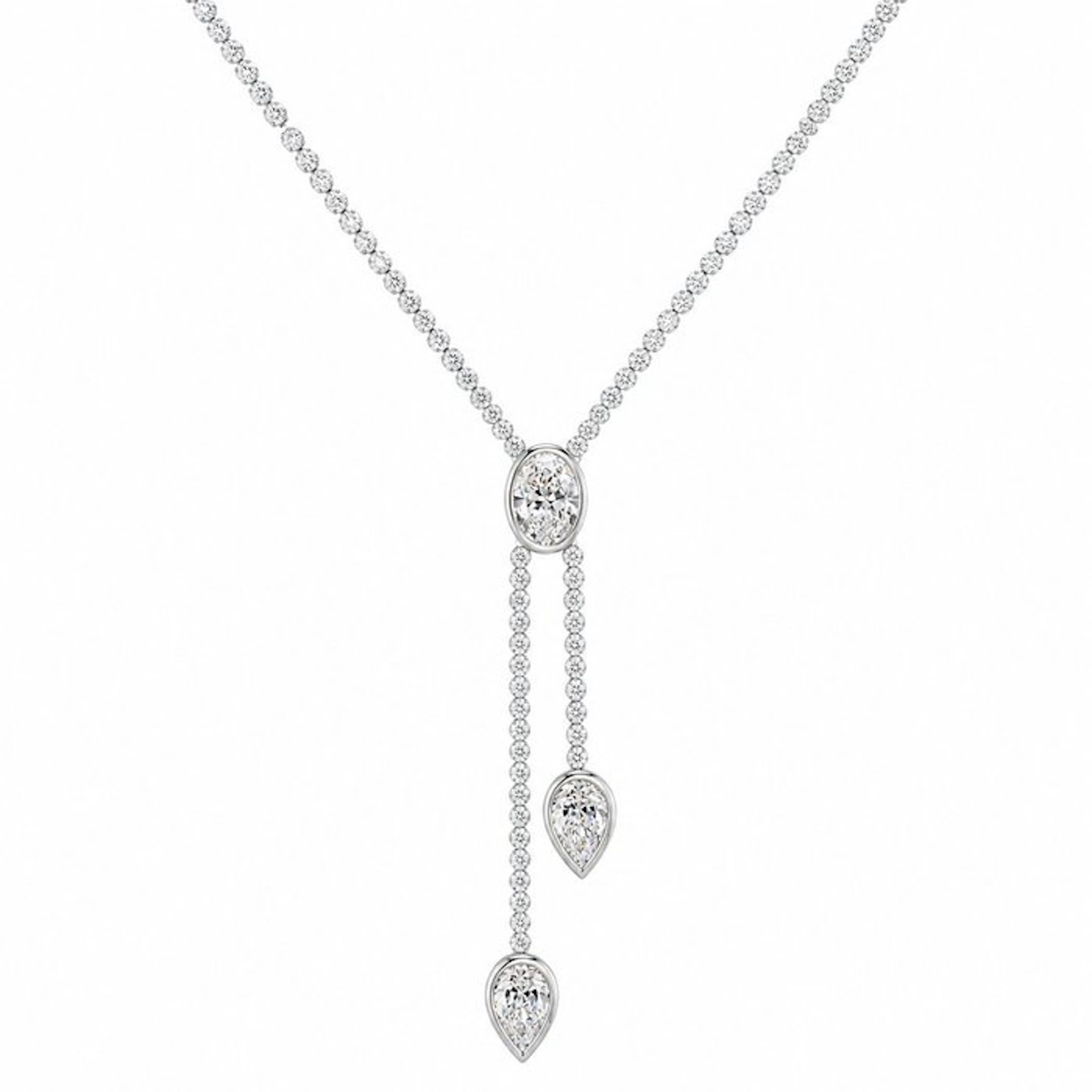 Necklace - 14 kt. White gold - 12.01ct. tw. Diamond (Lab-grown) - Diamond