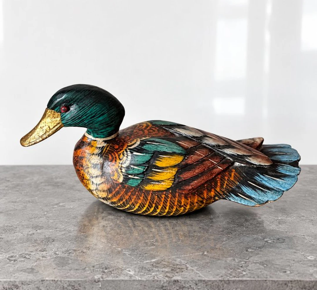 Duck decoy - Superb Hand-Carved Mallard Duck Decoy 30 cm...