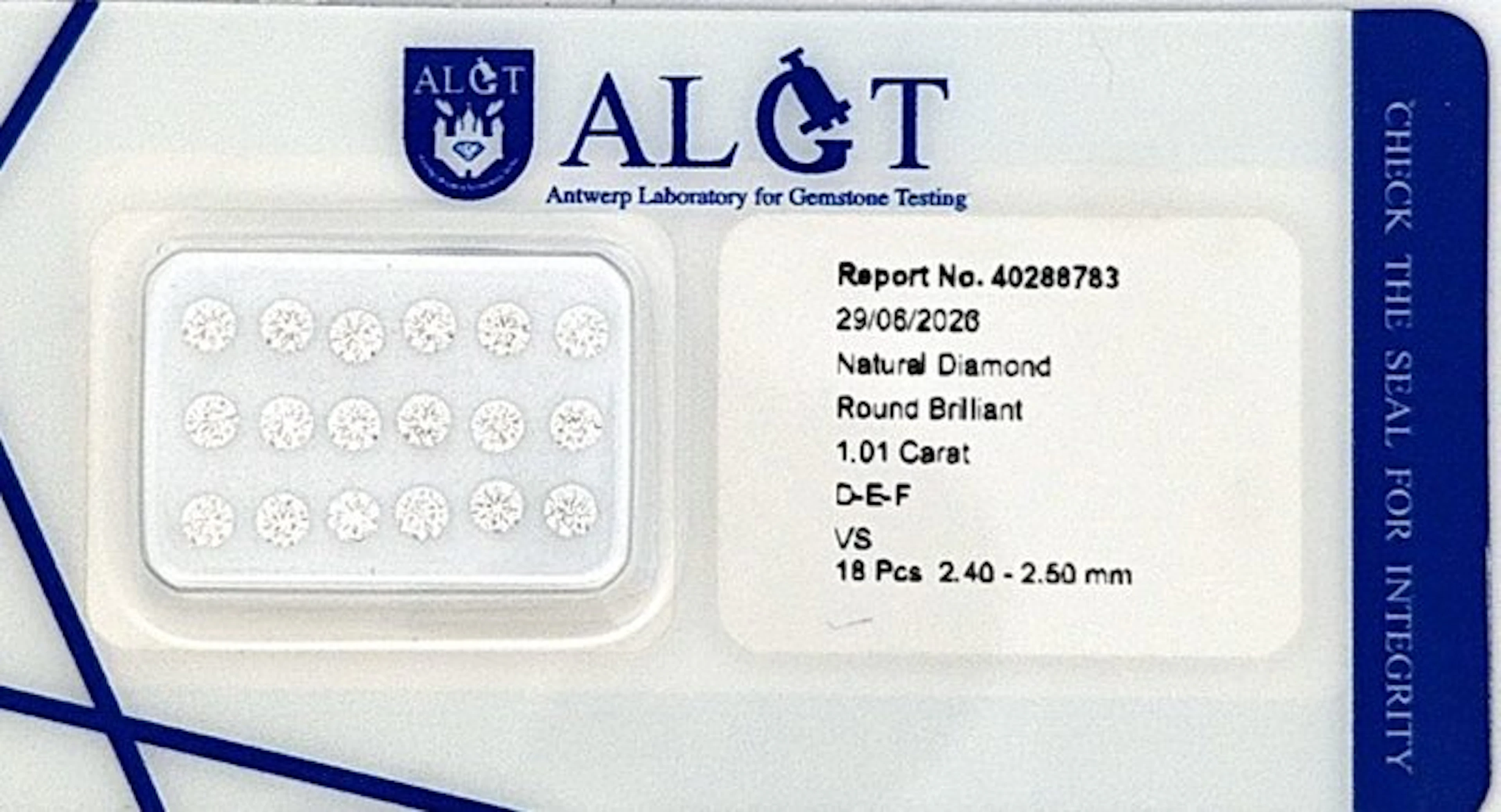 18 pcs Diamond (Natural) - 1.01 ct - Round - F