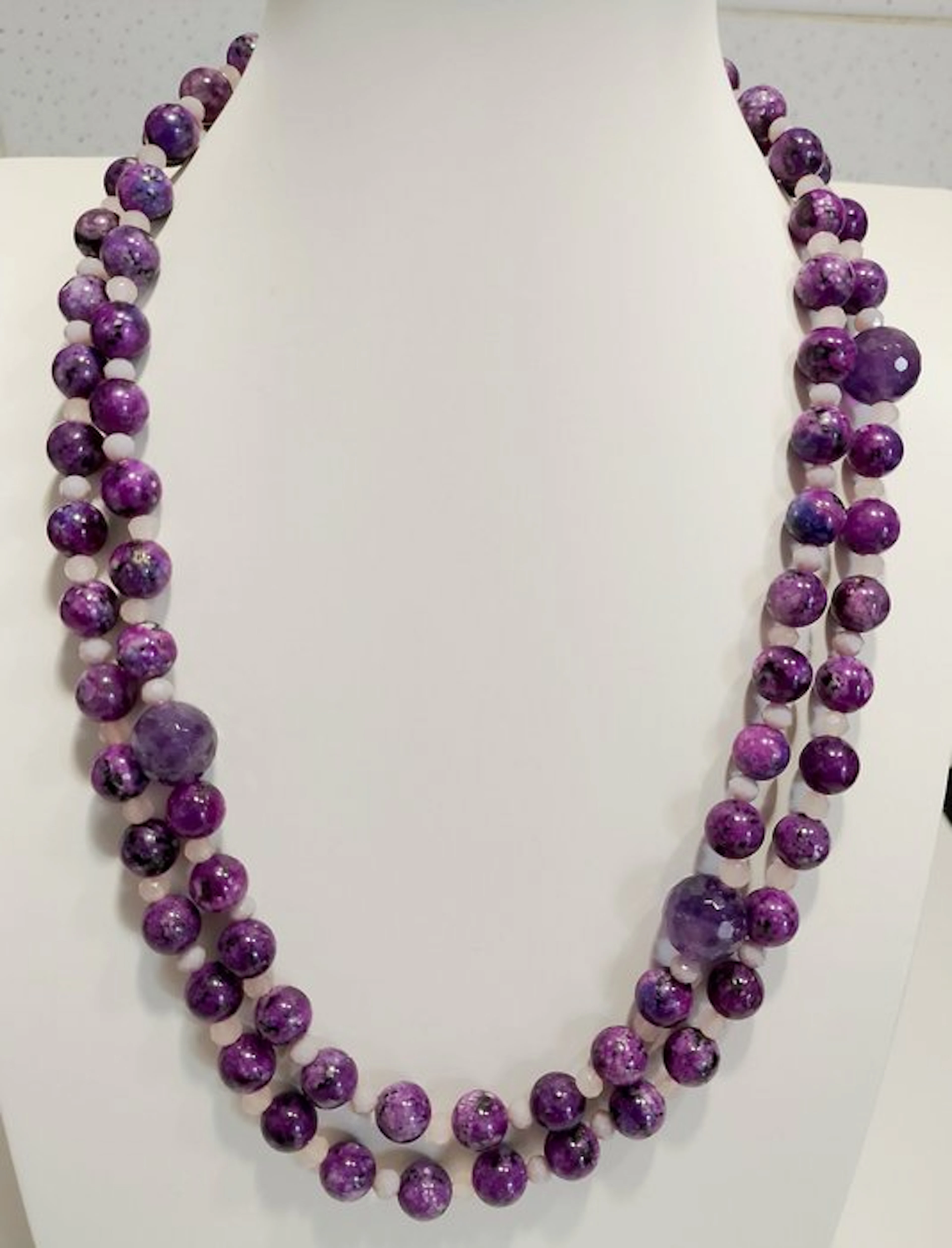 Natural Purple Rhodonite Necklace Long beautiful necklace...