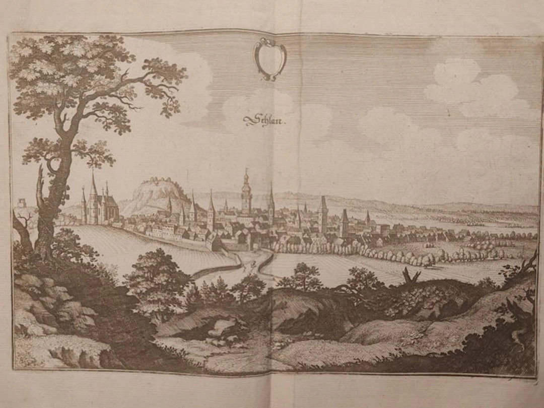 Czechia - Slaný (Schlan); Matthäus Merian il Vecchio (1593–1650) - Schlan