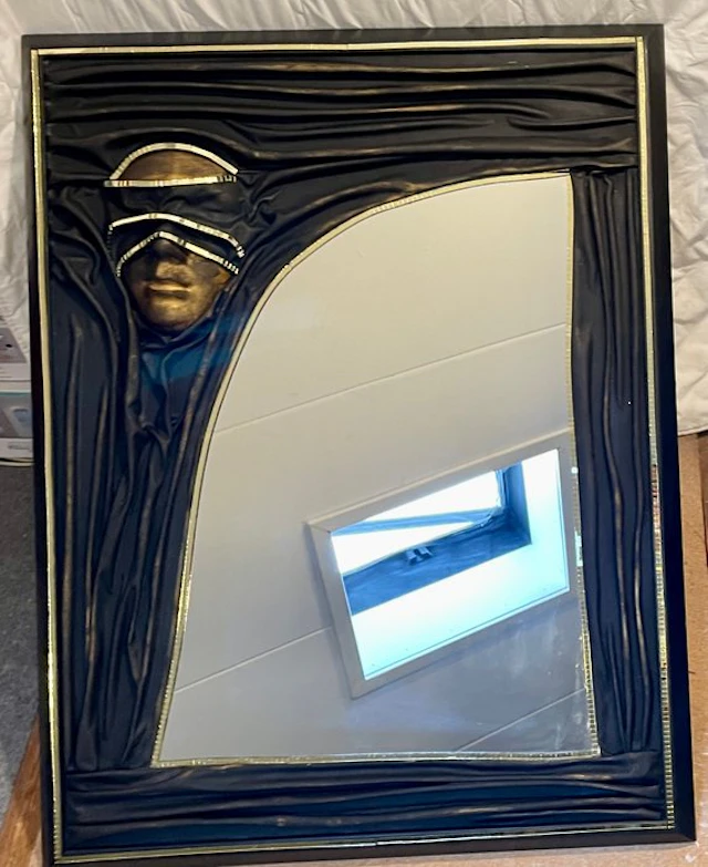 Wall mirror - Wood, Glass, Worked with tiny mirrors