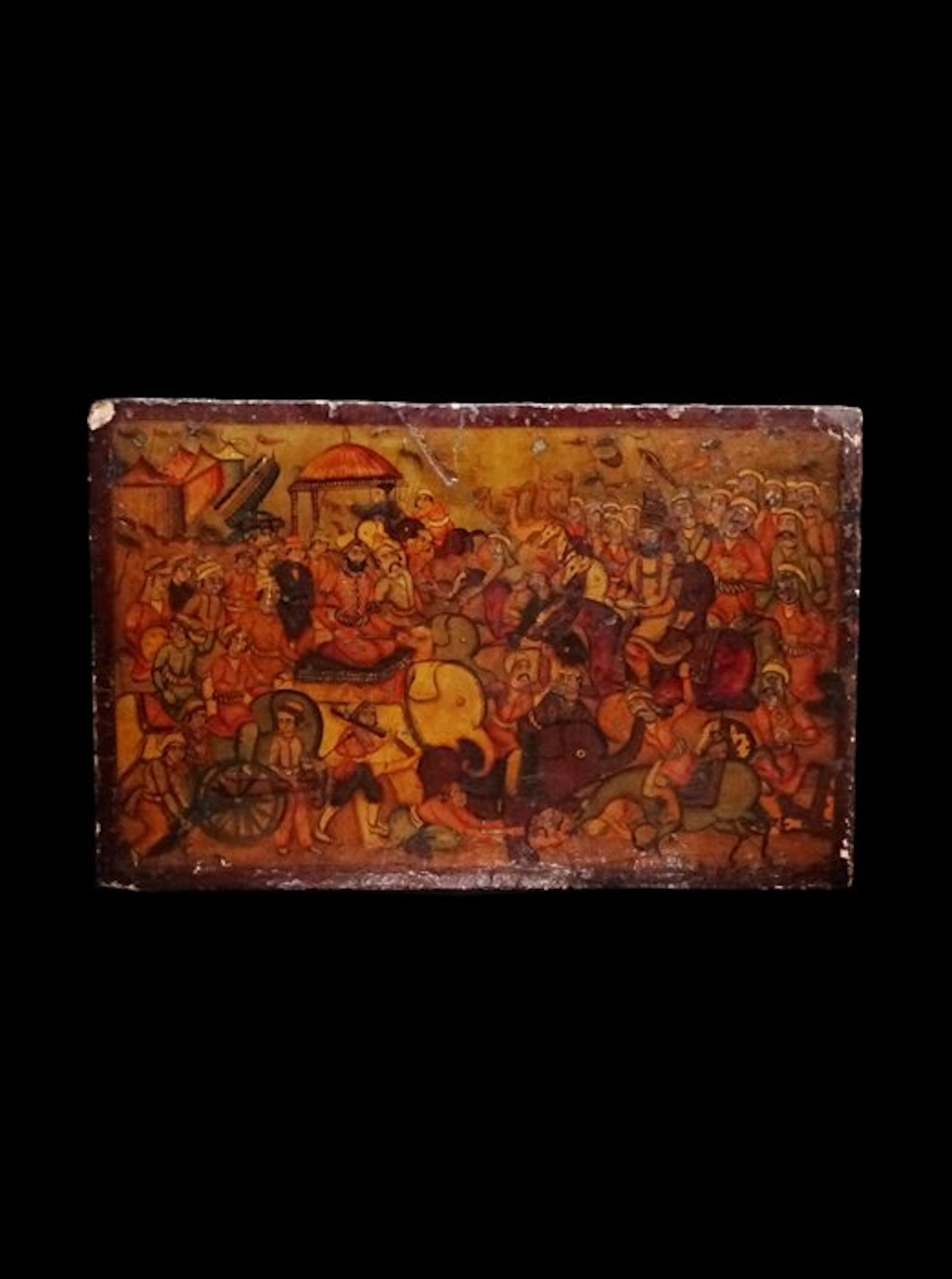 Islamic - Lacquered panel - War scene - Battle of the...