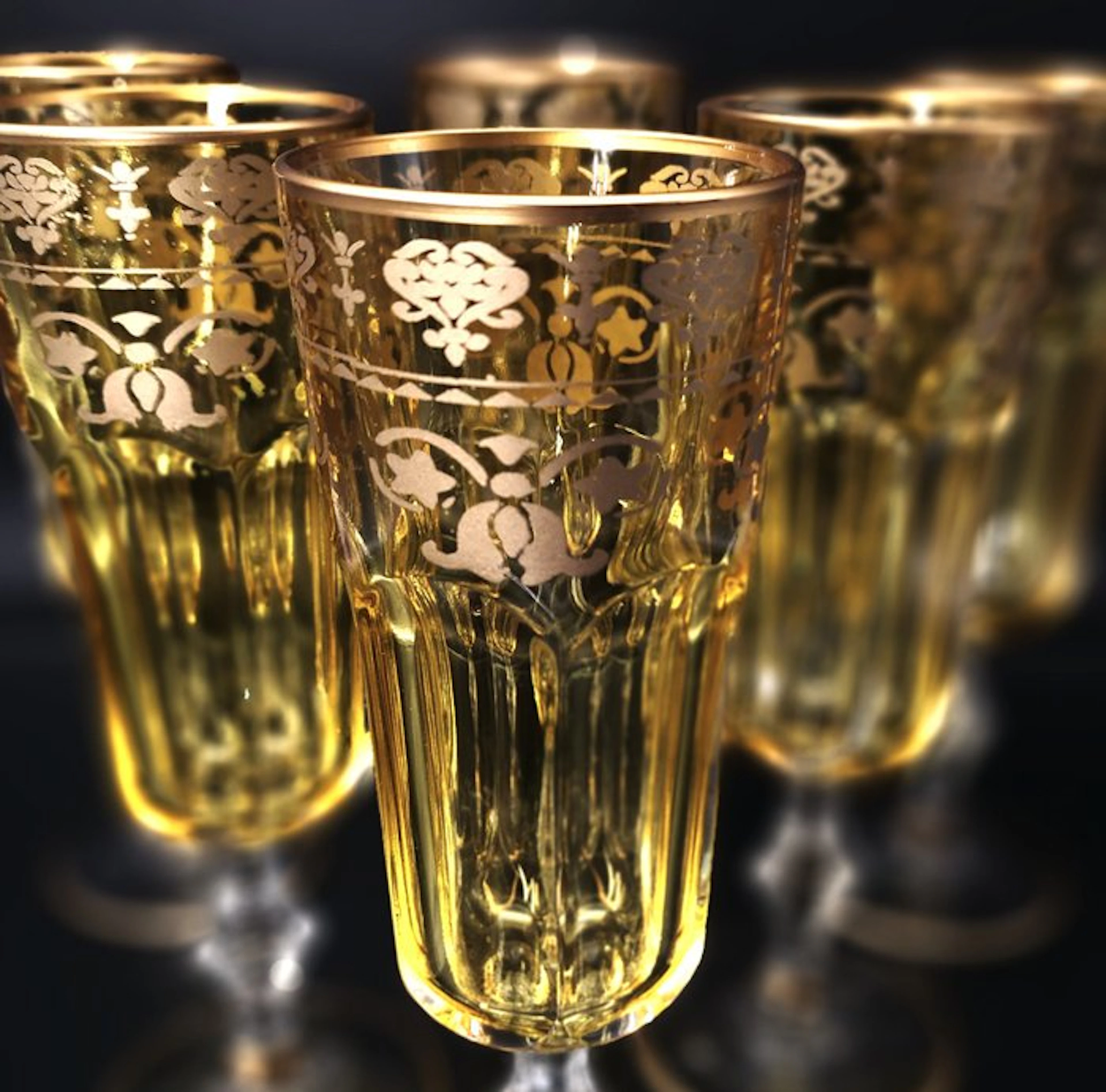 Artemisia - Champagne flute (6) - Lilium - Crystal, gold ducat