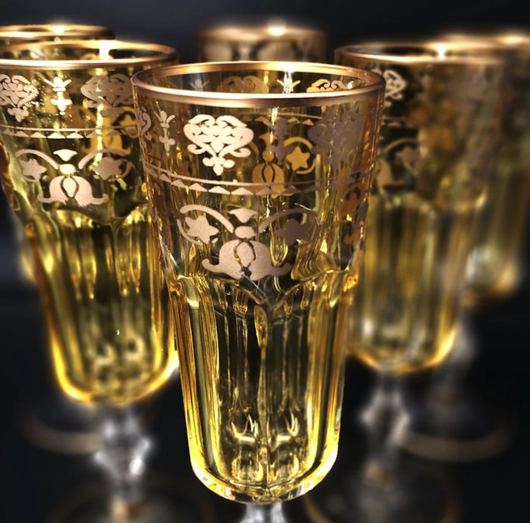Artemisia - Champagne flute (6) - Lilium - Crystal, gold ducat