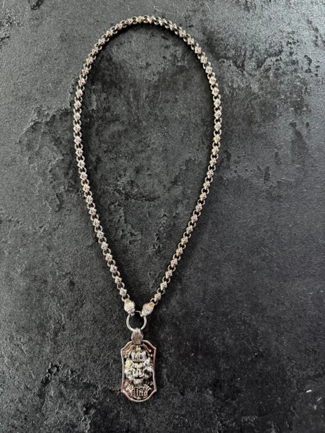 No reserve price - Necklace Sterling silver lion pendant...