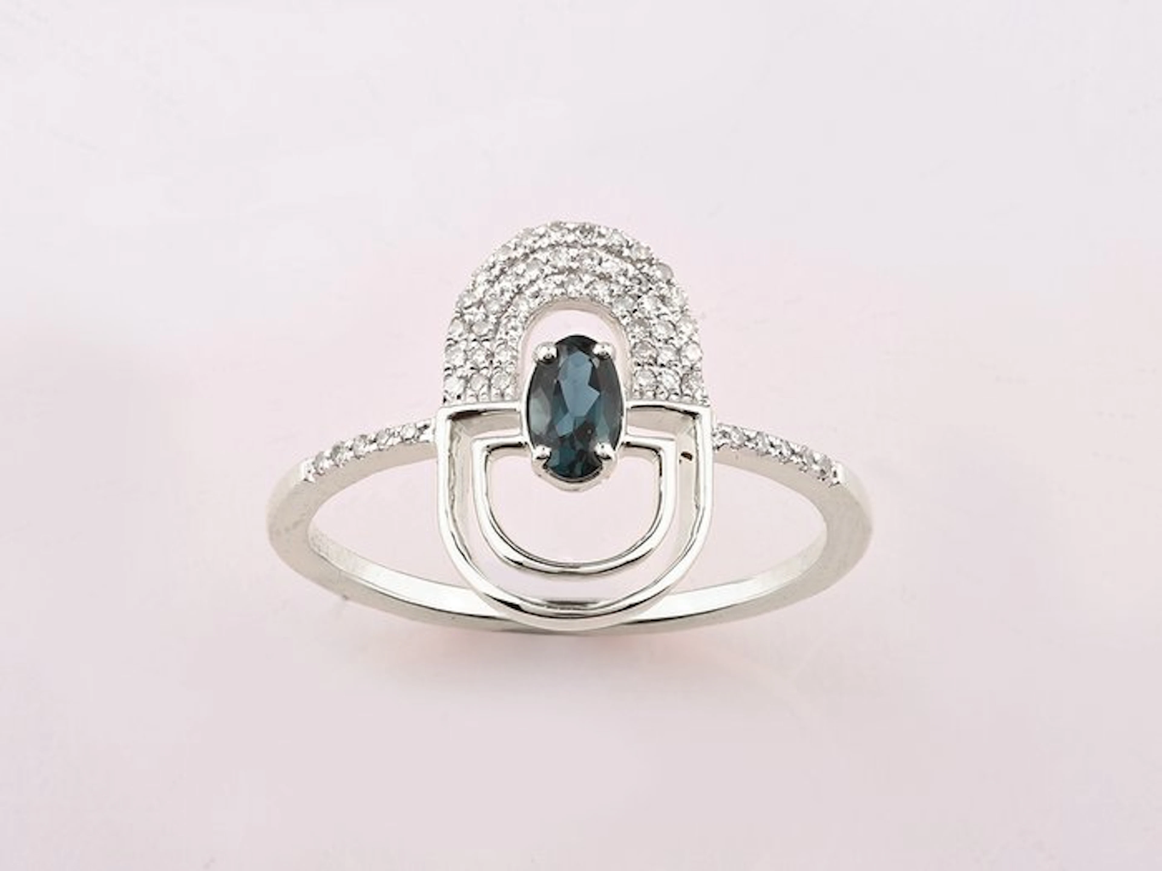 Ring - 14 kt. White gold - 0.39ct. tw. Topaz - Diamond