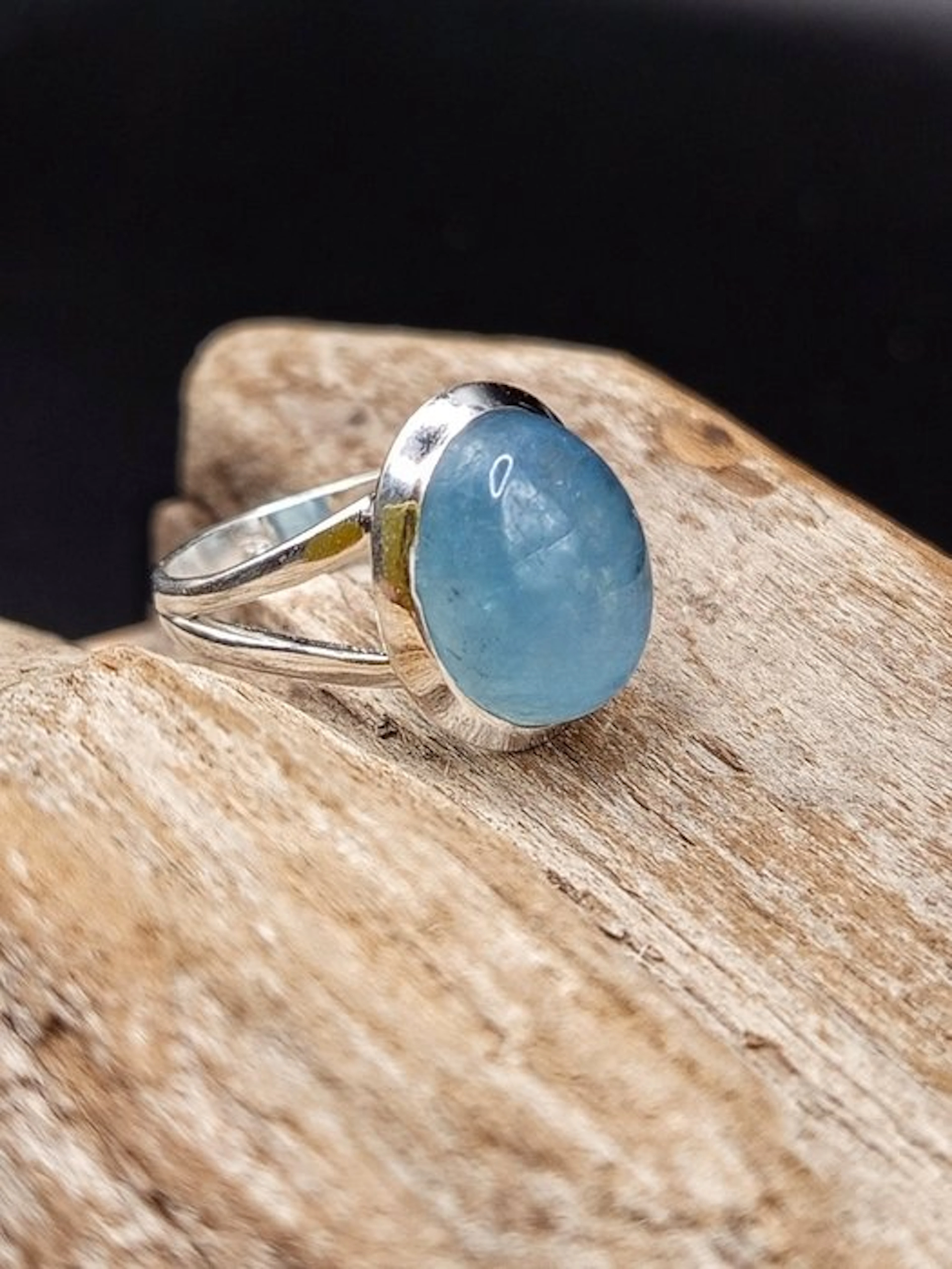 One-of-a-kind ring in 925 silver with aquamarine — Top Quality- 5 g - (1)