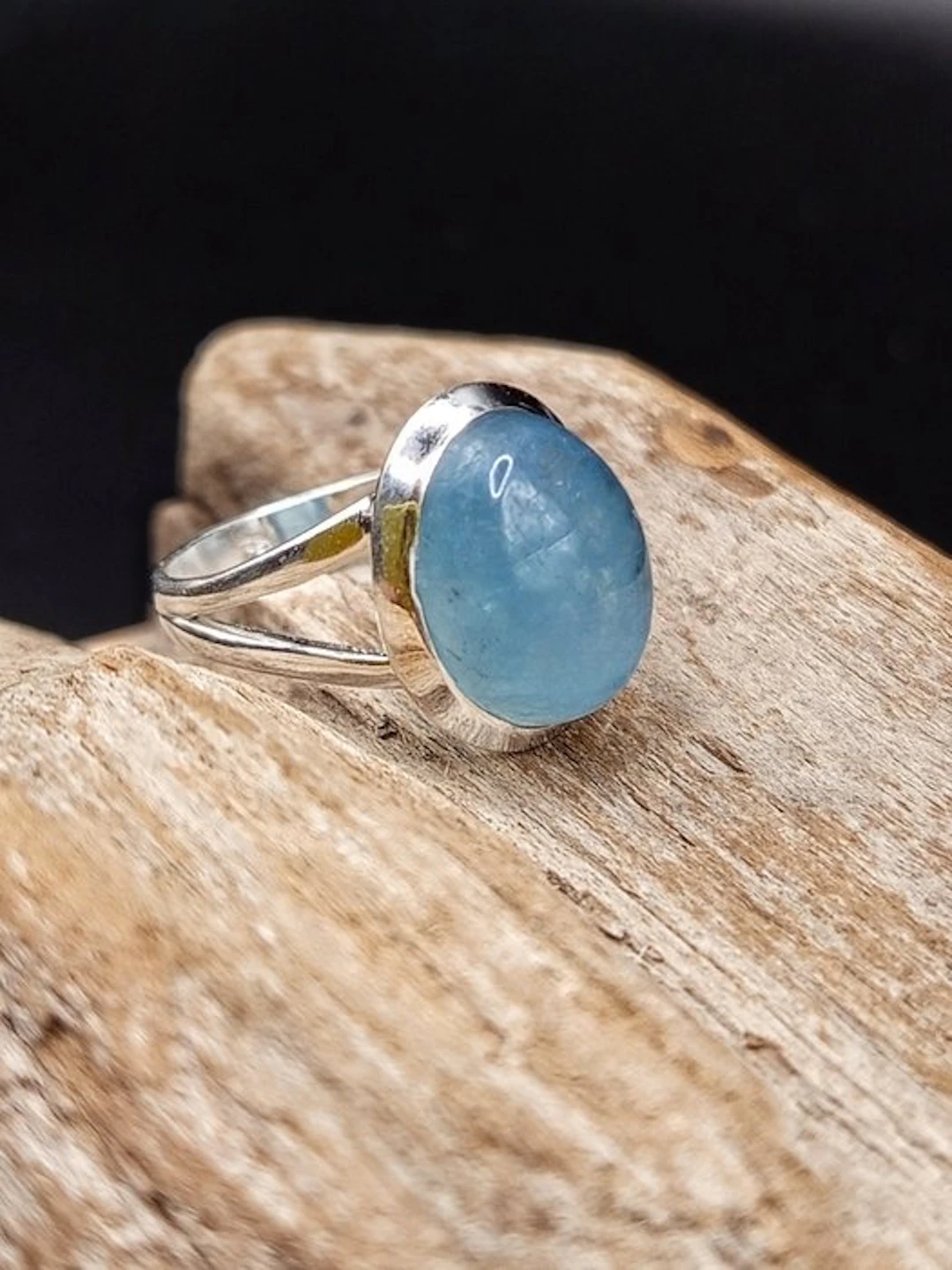 One-of-a-kind ring in 925 silver with aquamarine — Top Quality- 5 g - (1)