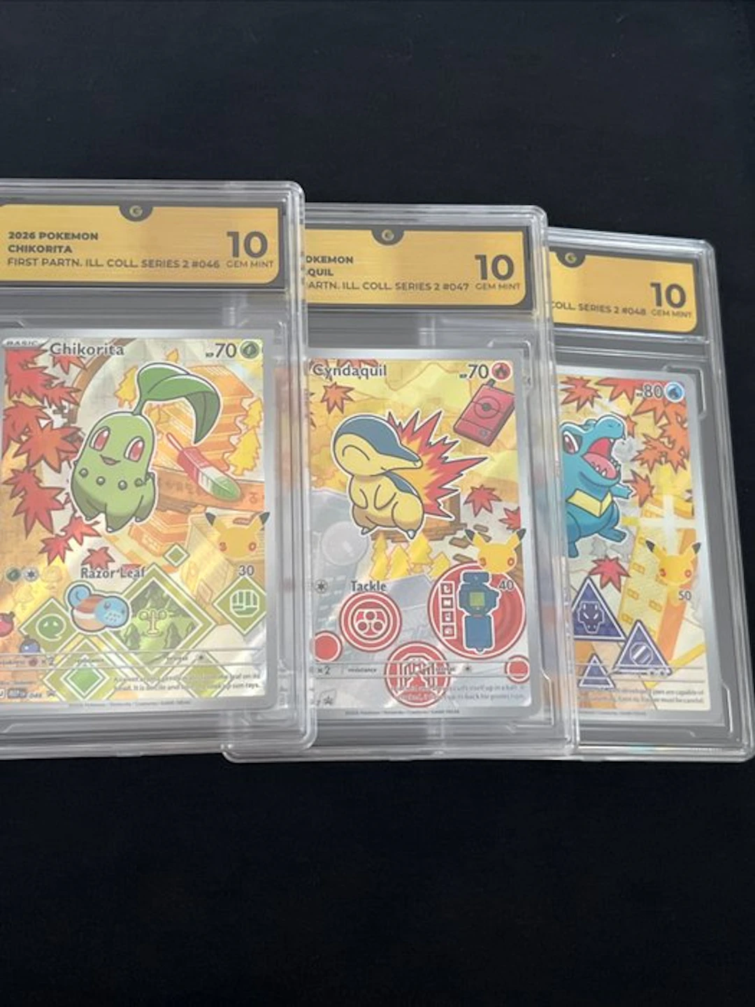 Pokémon - 3 Graded card - Chikorita
