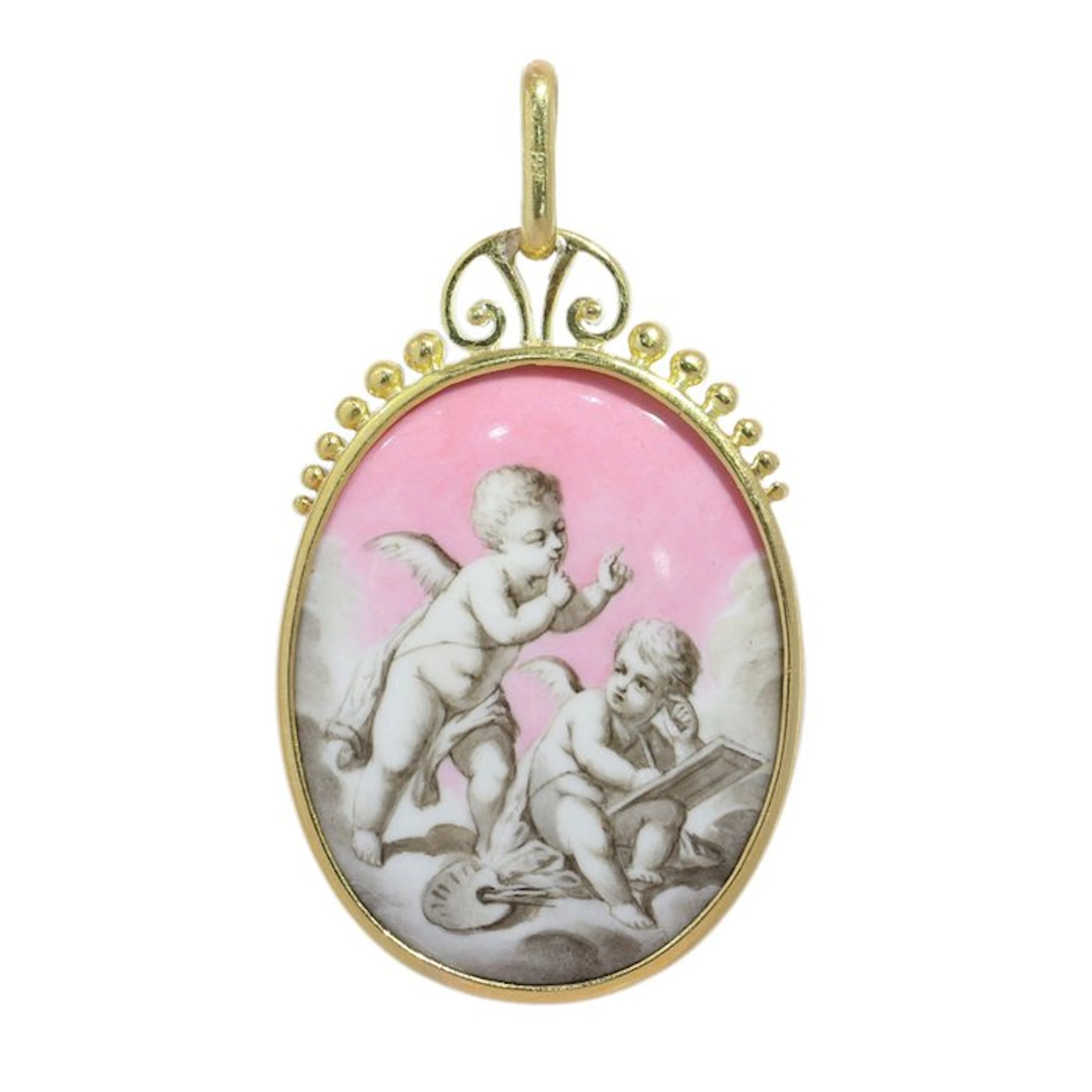 Pendant - 18 kt. Yellow gold - Georgian 1820 Enamel