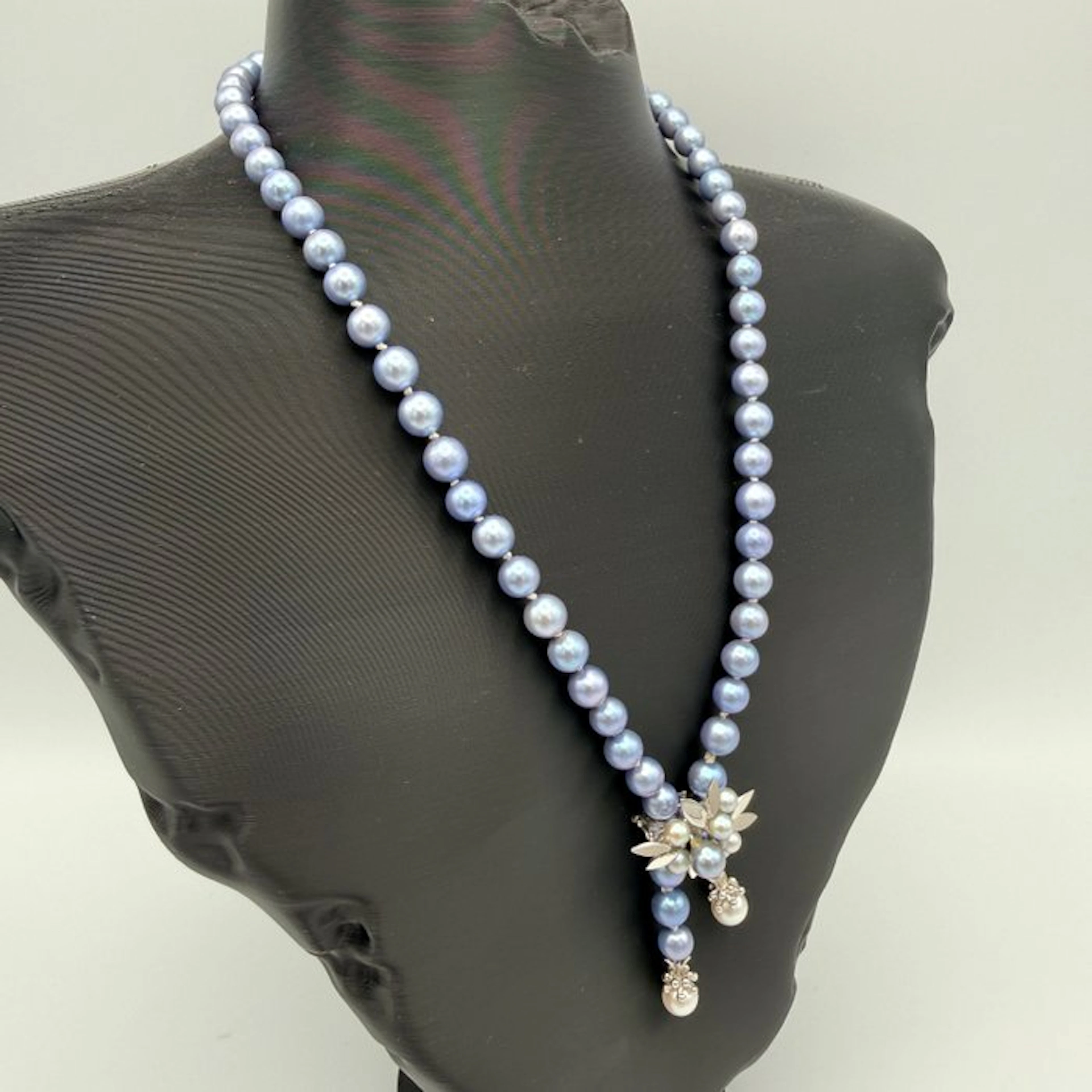 String of beads - 14 kt. White gold - 47 cm - 28.92 g