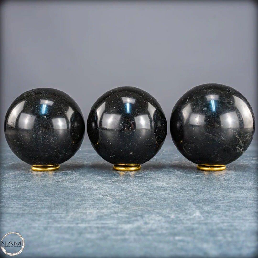Black tourmaline ball set – 3 powerful protective stone...