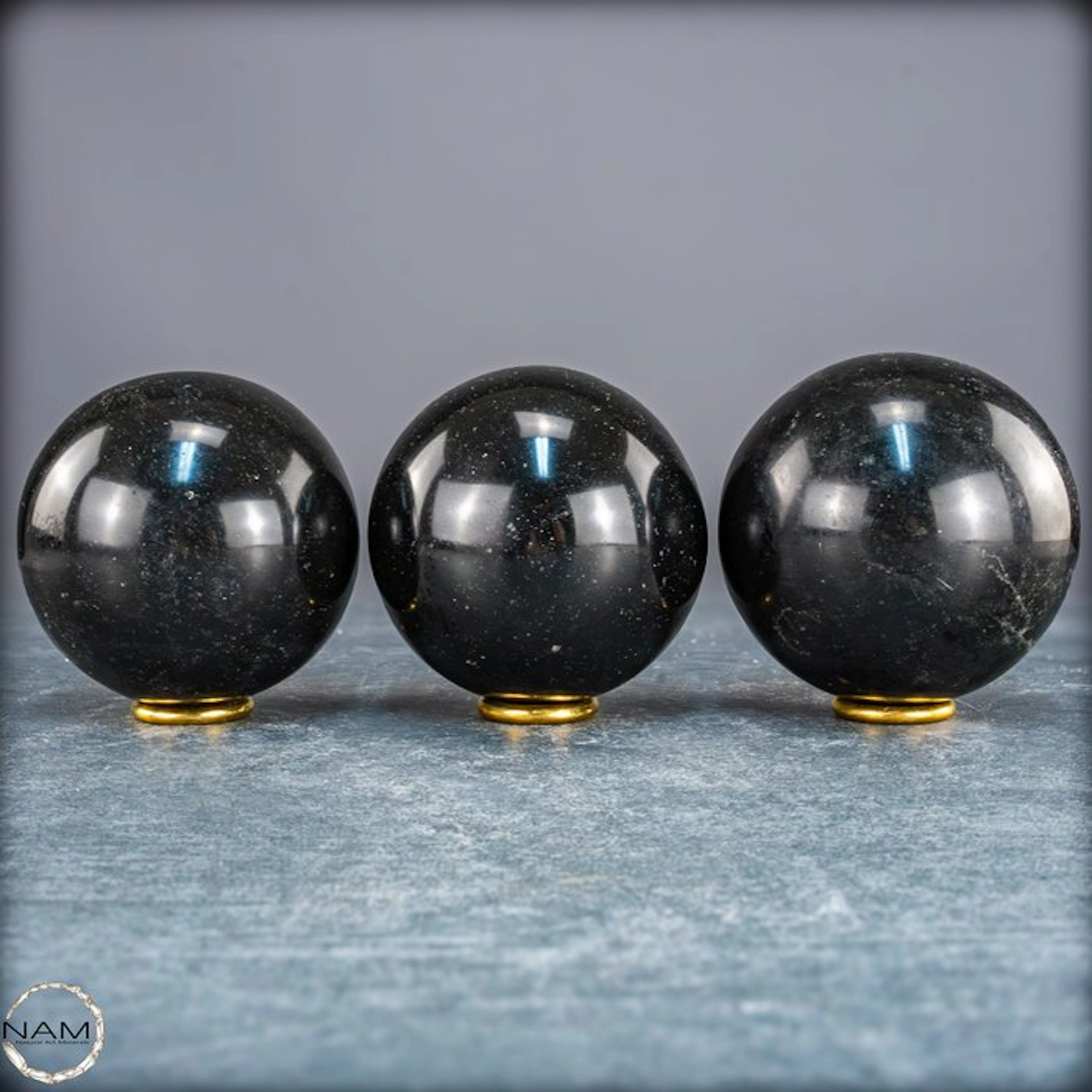 Black tourmaline ball set – 3 powerful protective stone...