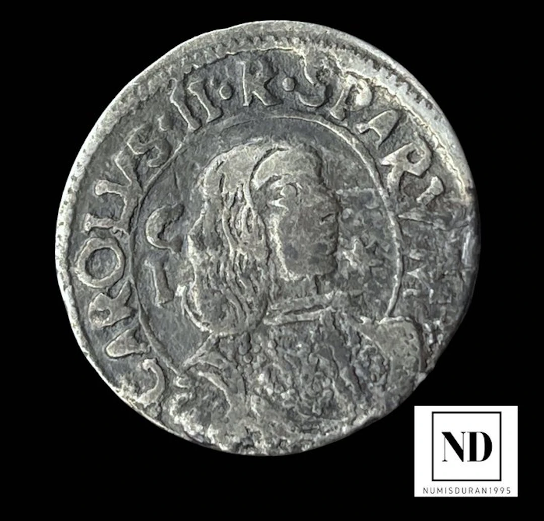 Spain. Carlos II. Real 1695 - Cagliari - 2,20g Ag