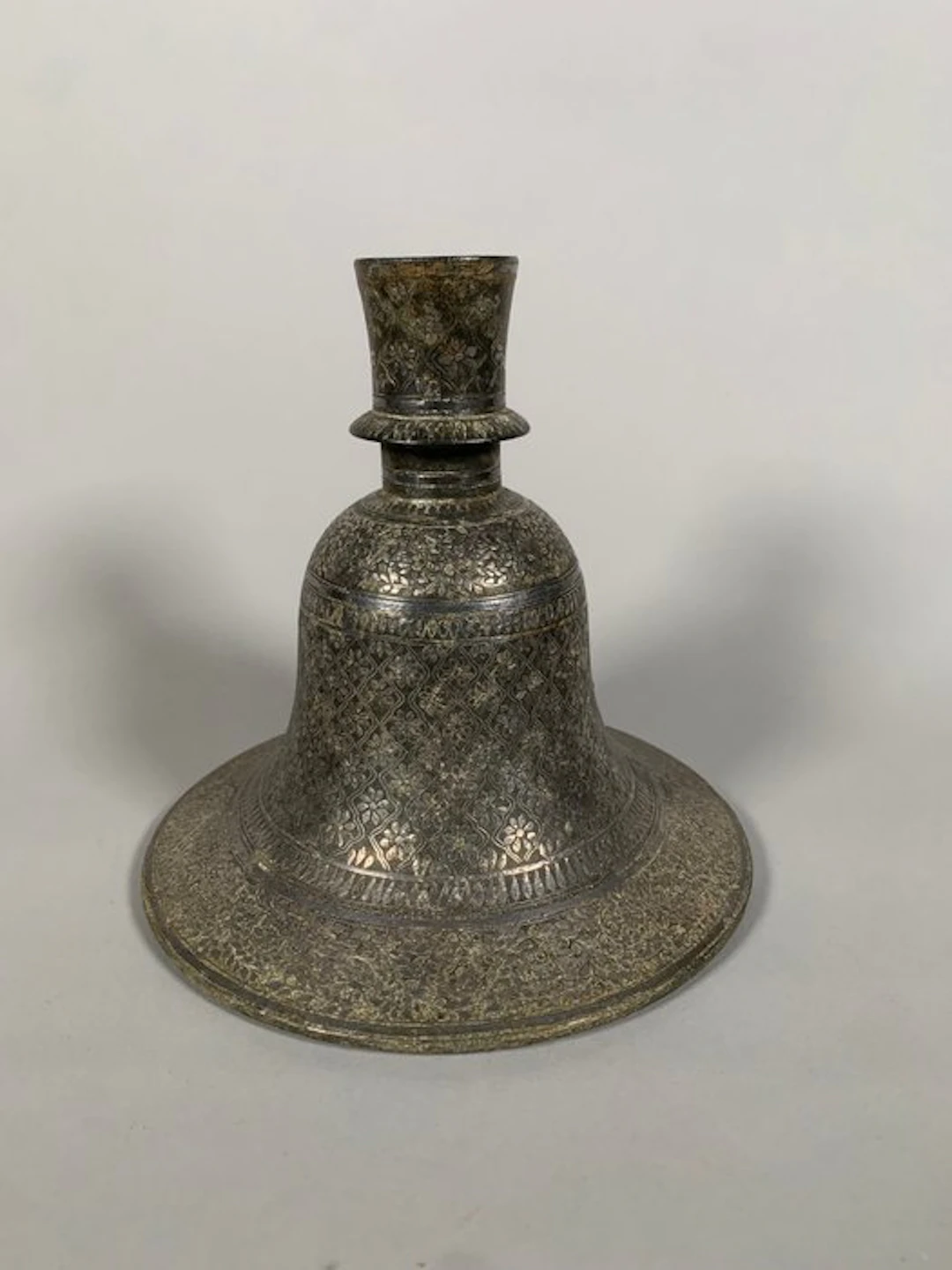 Hookah base 'huqqa' Bidri inlaid with silver - Steel