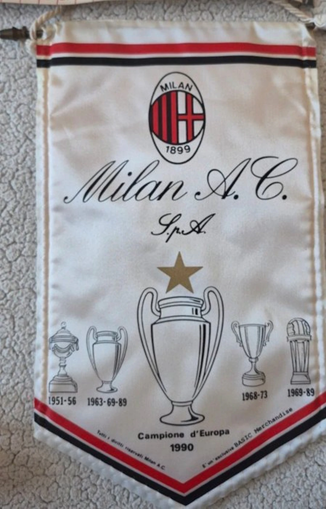 Milan A.C. - Coppa dei Campioni / Champions League - 1990 - Flag / pennant
