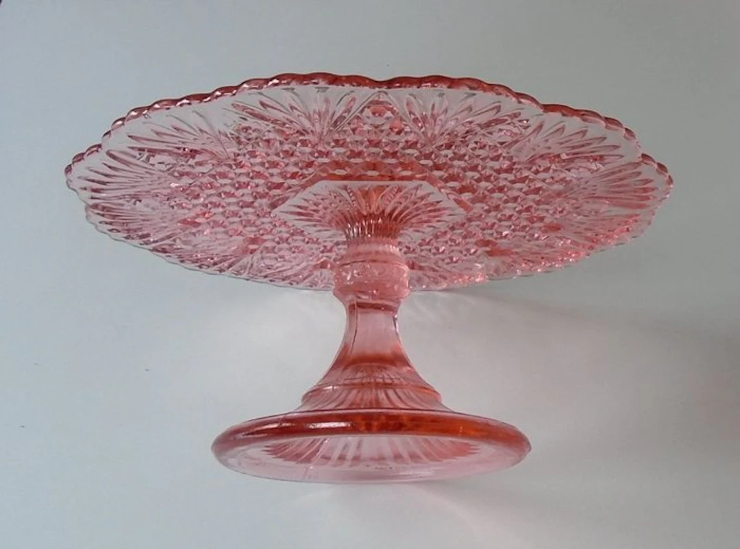 Val Saint Lambert - Dessert service - Glass - Art Deco cake dish