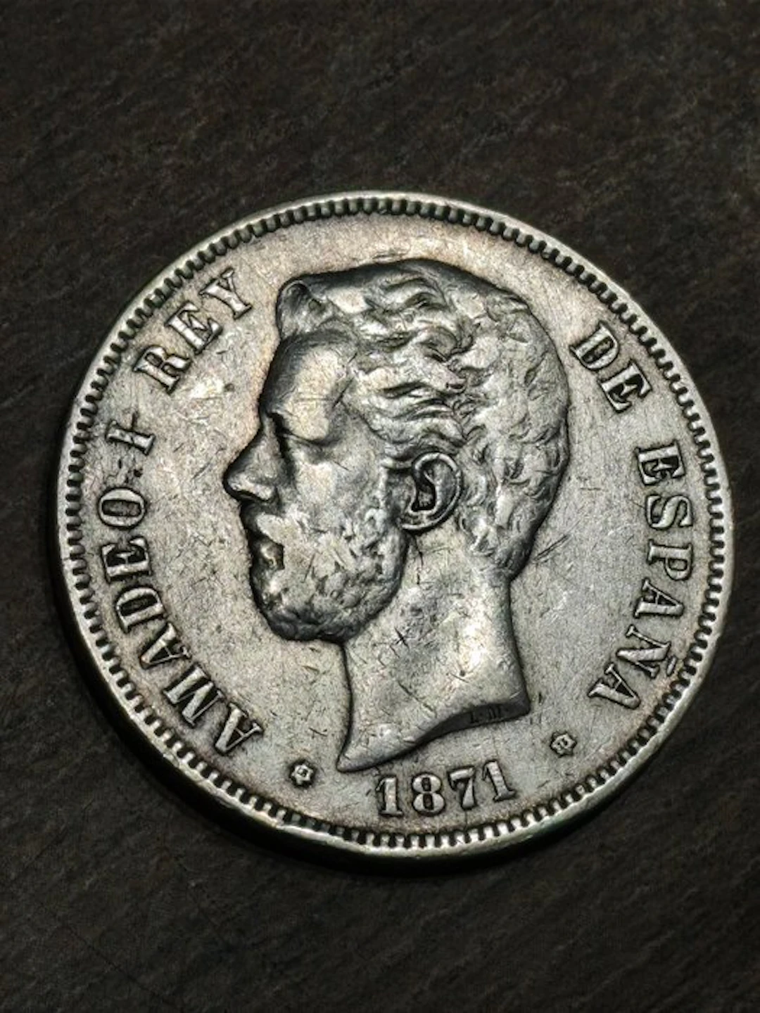 Spain. Amadeo I. 5 Pesetas 1871 *18-75 DEM (No reserve price)