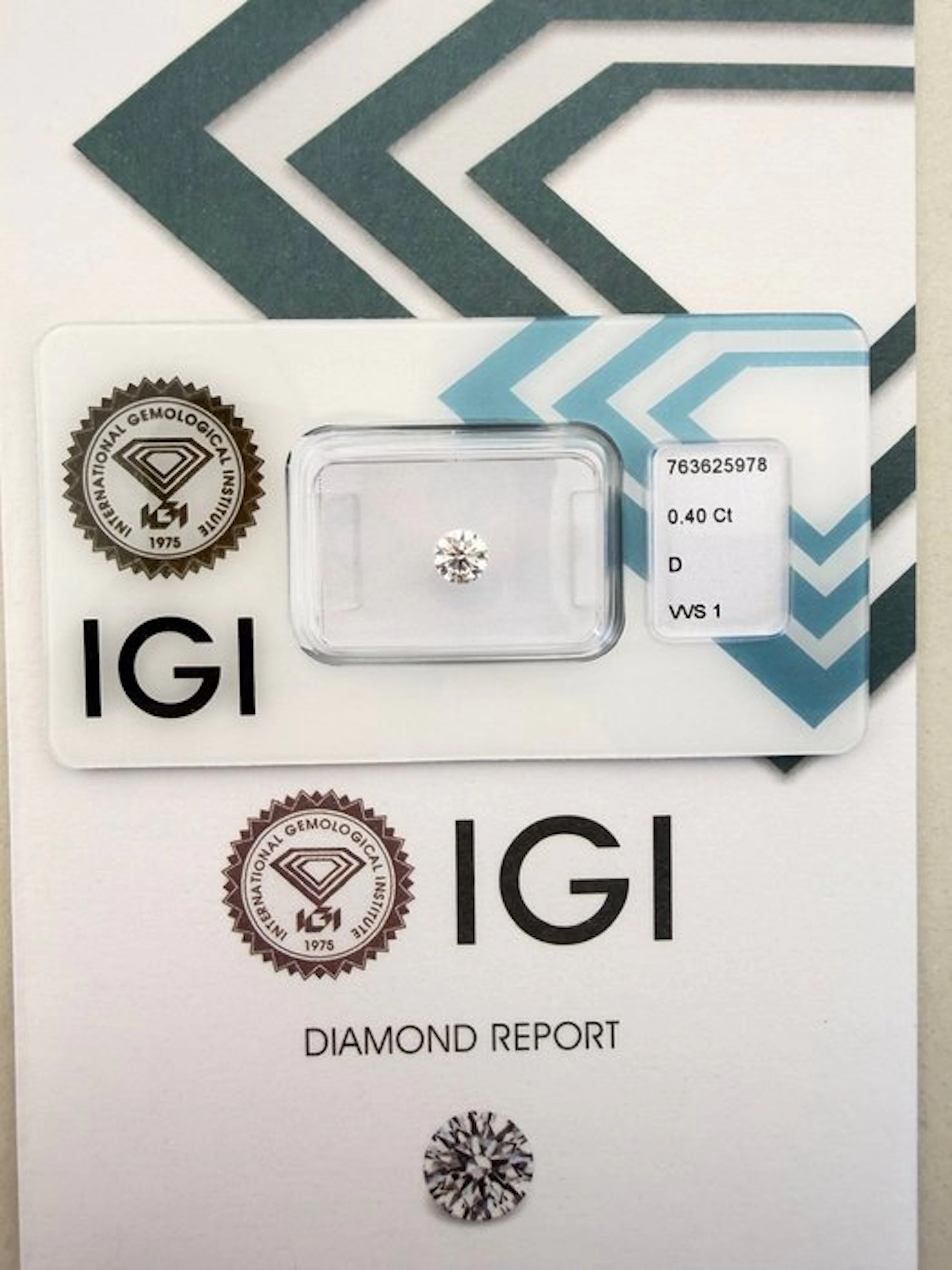 1 pcs Diamond (Natural) - 0.40 ct - Round - D...